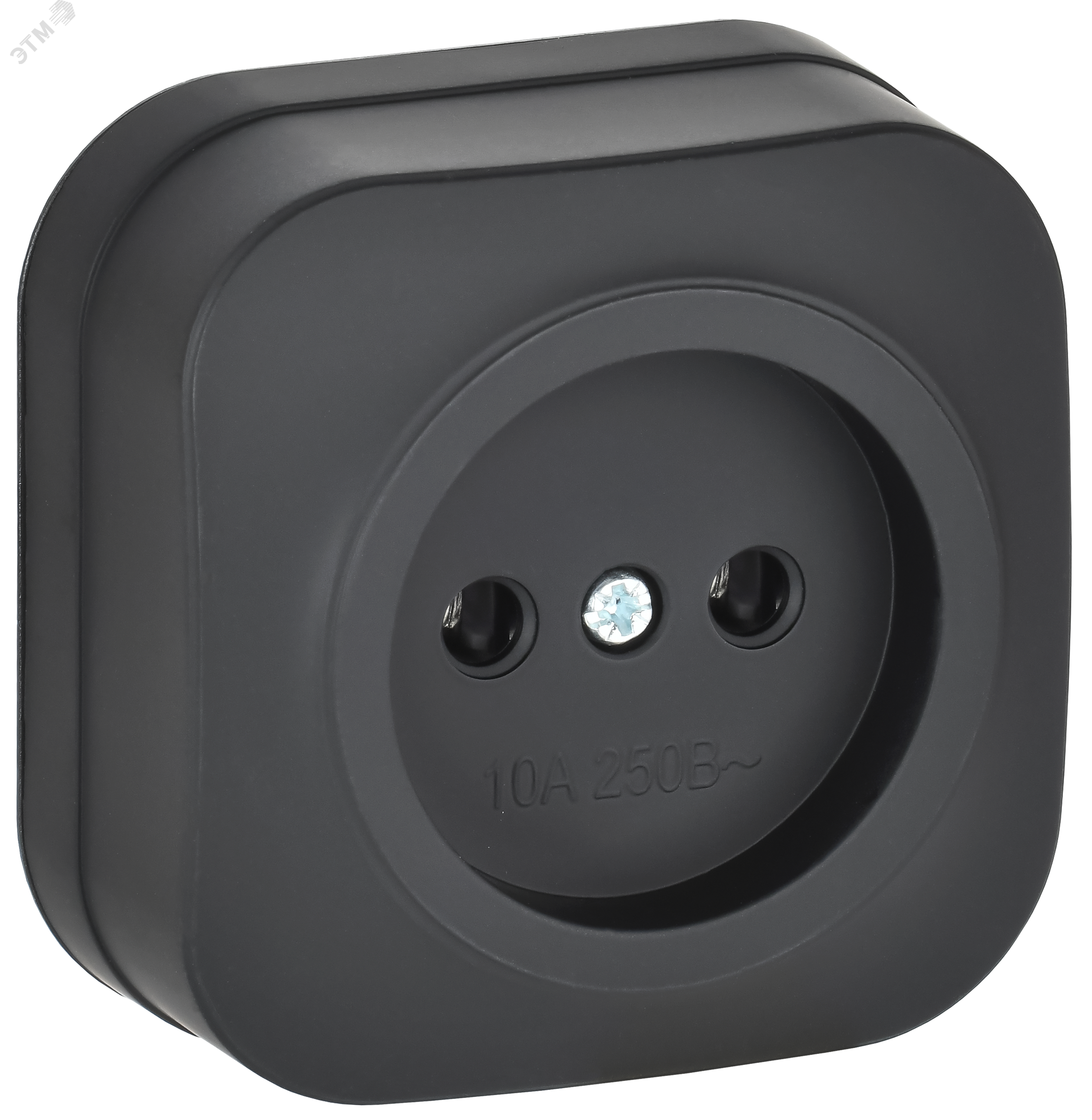 Изображение товара GLORY Розетка 1-местная для открытой установки без заземления без защитных шторок 10А РС20-2-ХЧм черный матовый IEK (шт)