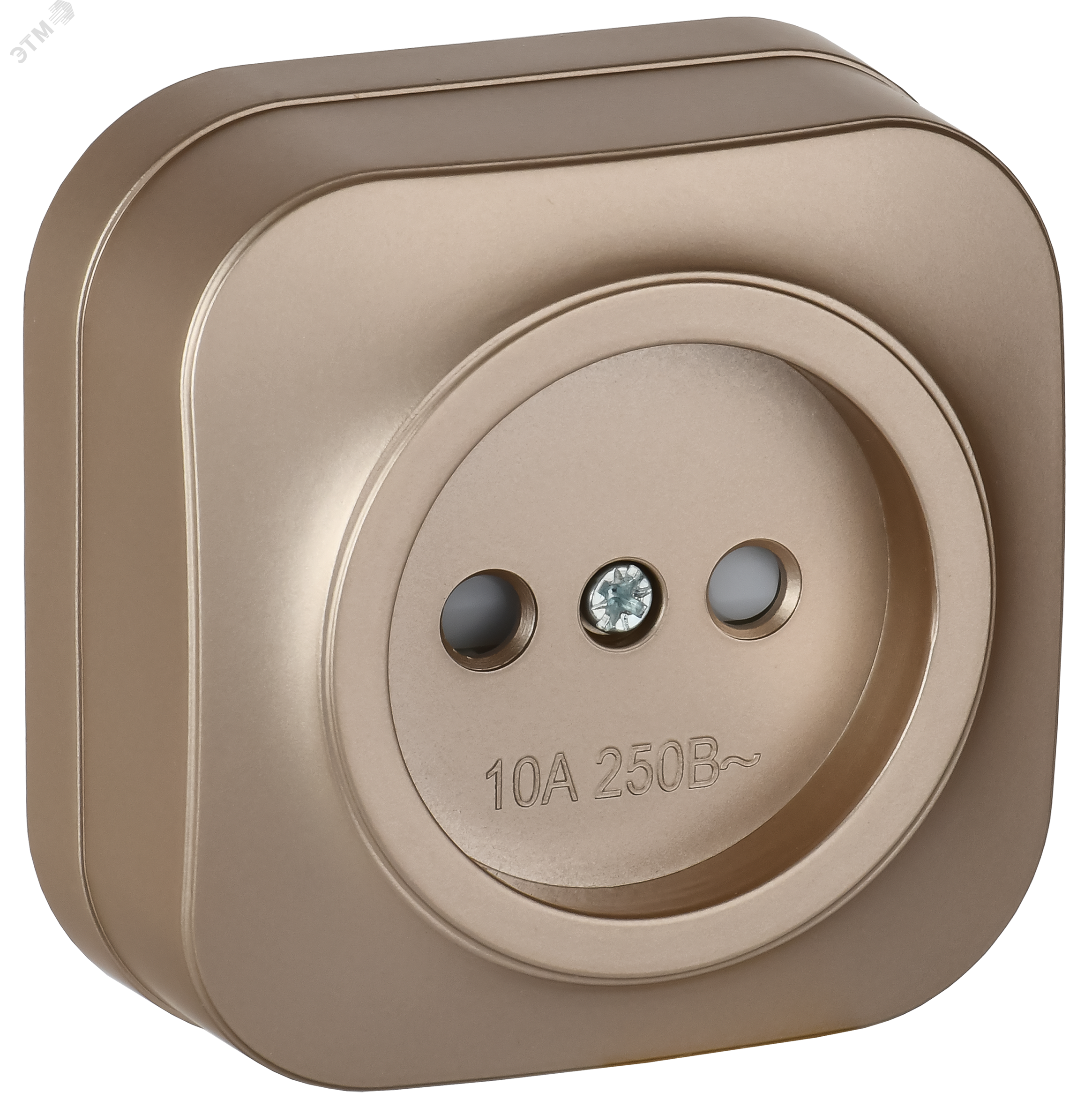 Изображение товара Розетка 1-местная без заземления с защитными шторками IEK Glory шампань IP20