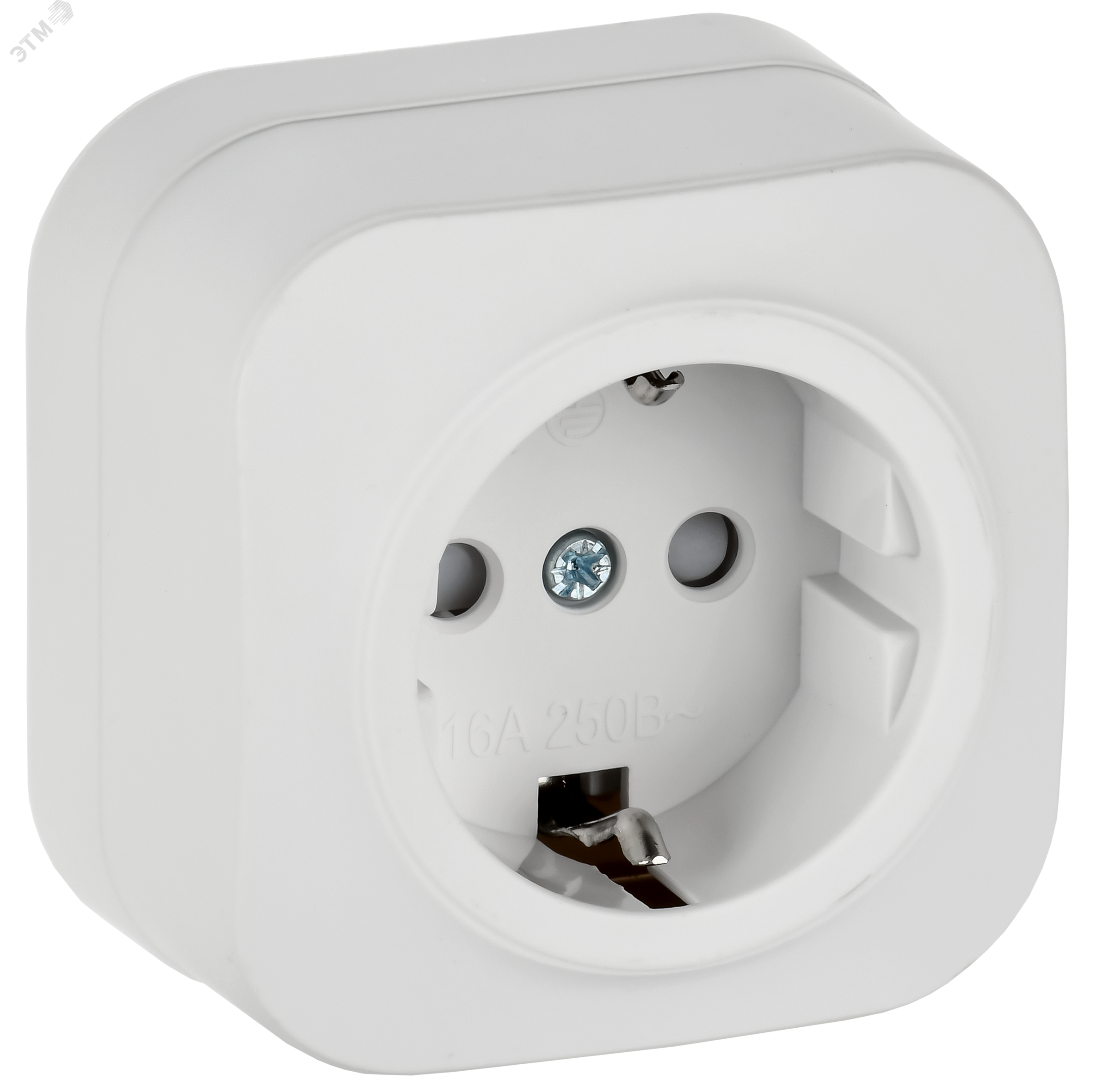 Изображение товара GLORY Розетка 1-местная для открытой установки с заземлением с защитными шторками 16А РСш20-3-ХБм белый матовый IEK (шт)