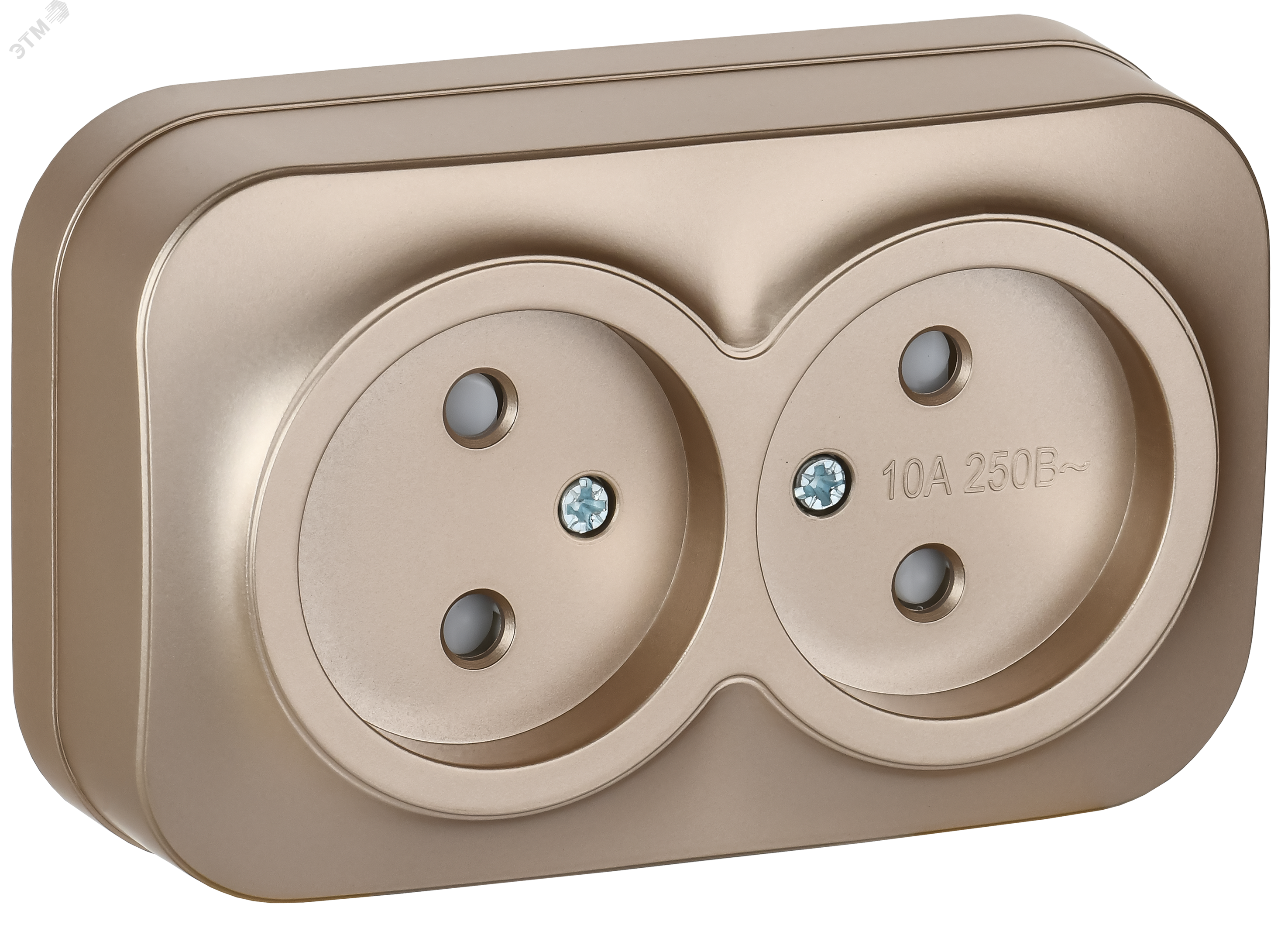 Изображение товара Розетка 2-местная для открытой установки без заземления с защитными шторками IEK шампань Изображение товара Розетка 2-местная для открытой установки без заземления с защитными шторками IEK шампань