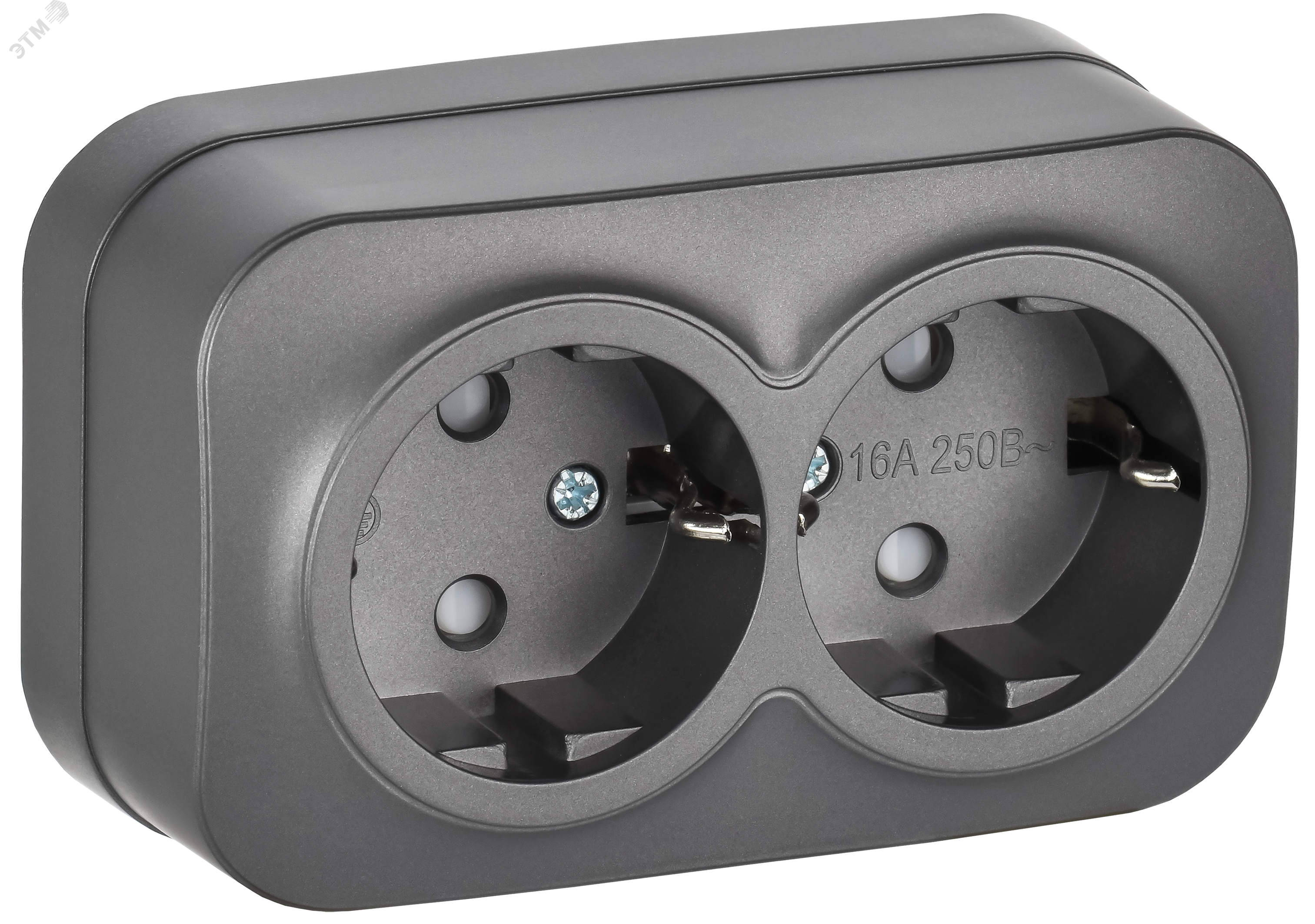 Изображение товара Розетка для открытой установки с заземлением и защитными шторками IEK 16А сталь