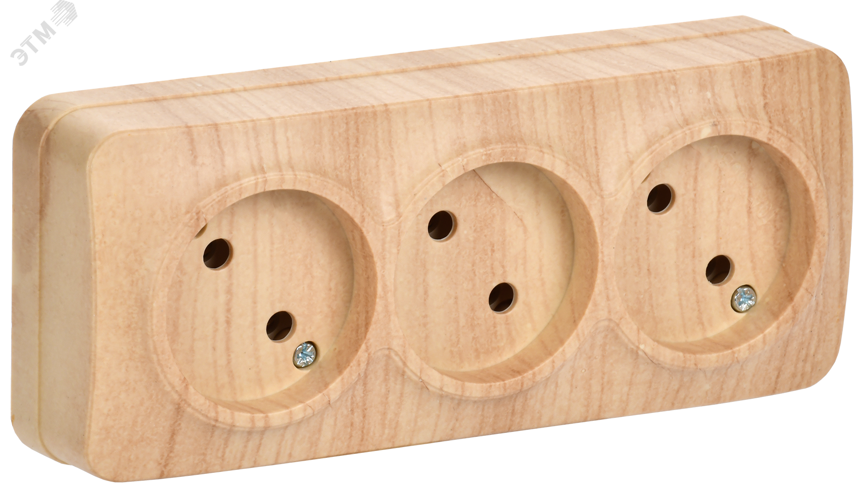 Изображение товара GLORY Розетка трехместная наружная без заземления сосна