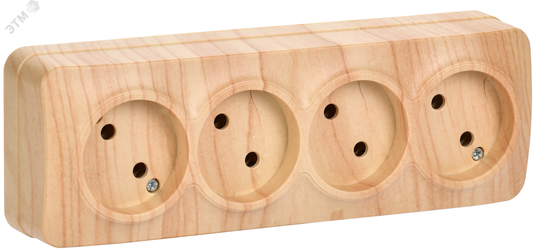 Изображение товара Розетка наружная четырехместная серия GLORY без заземления цвет сосна