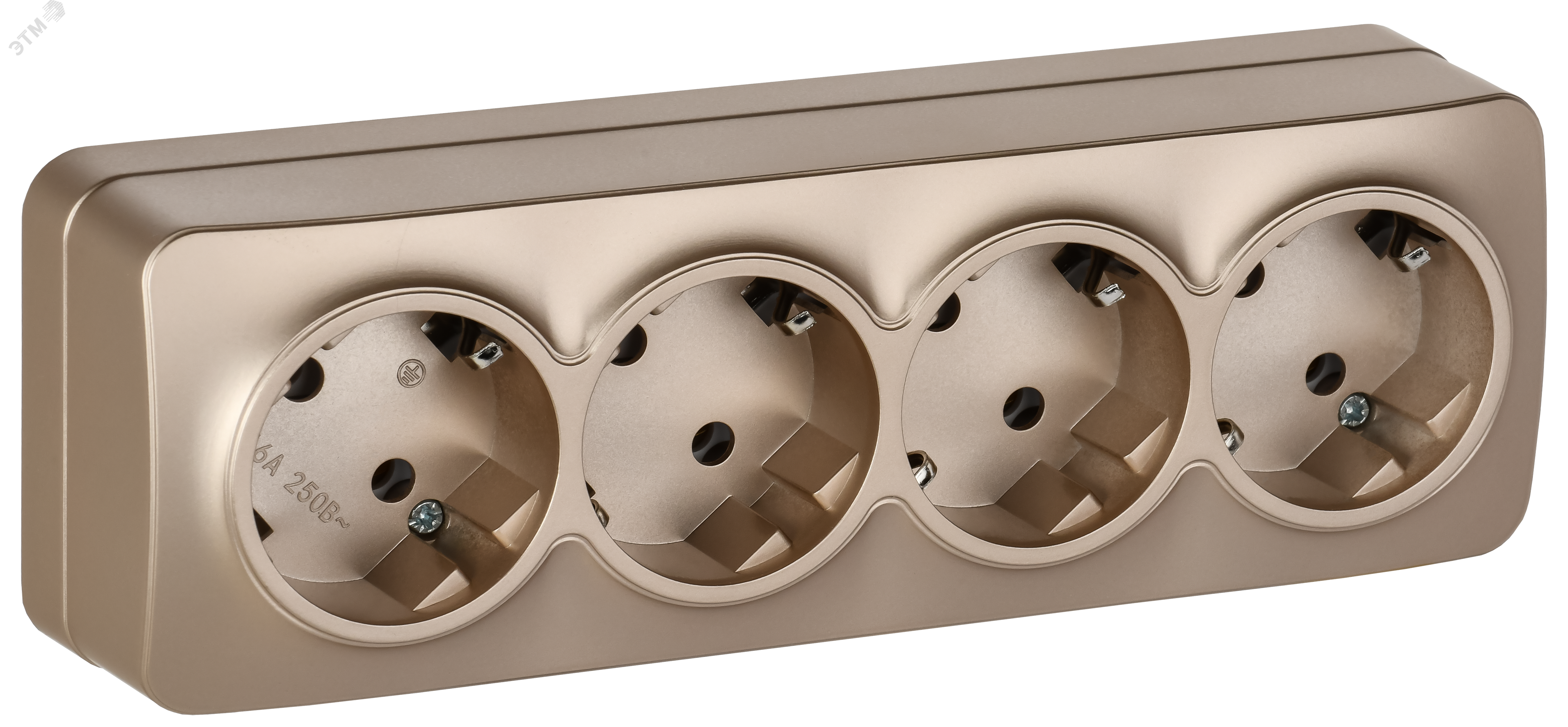 Изображение товара Розетка для открытой установки с заземлением 4 поста IP20 IEK Шампань