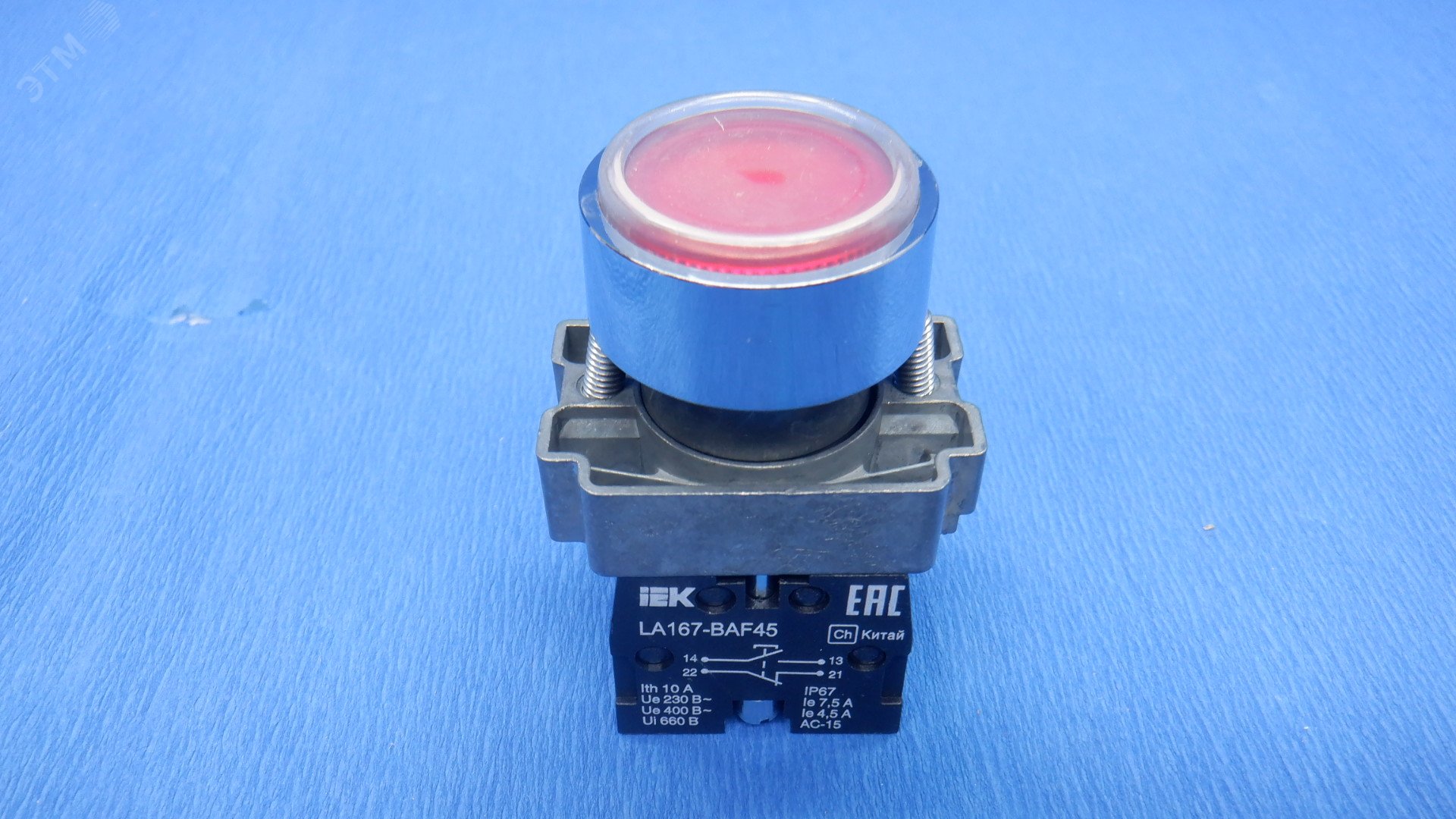 Изображение товара Кнопка LA167-BAF45 d=22мм 1з+1р красная (шт)