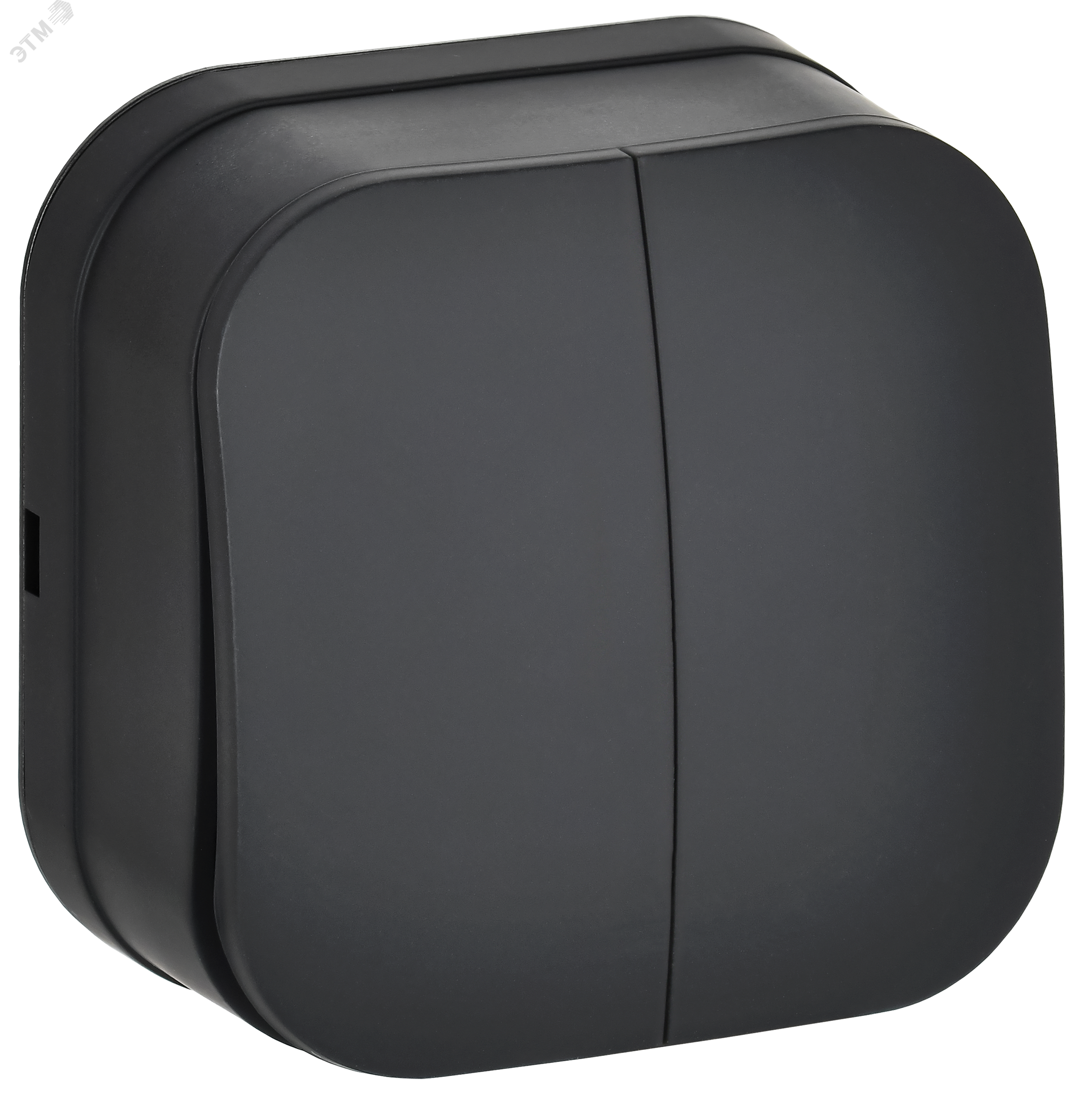 Изображение товара Выключатель 2-клавишный для открытой установки 10А черный матовый IEK Изображение товара Выключатель 2-клавишный для открытой установки 10А черный матовый IEK