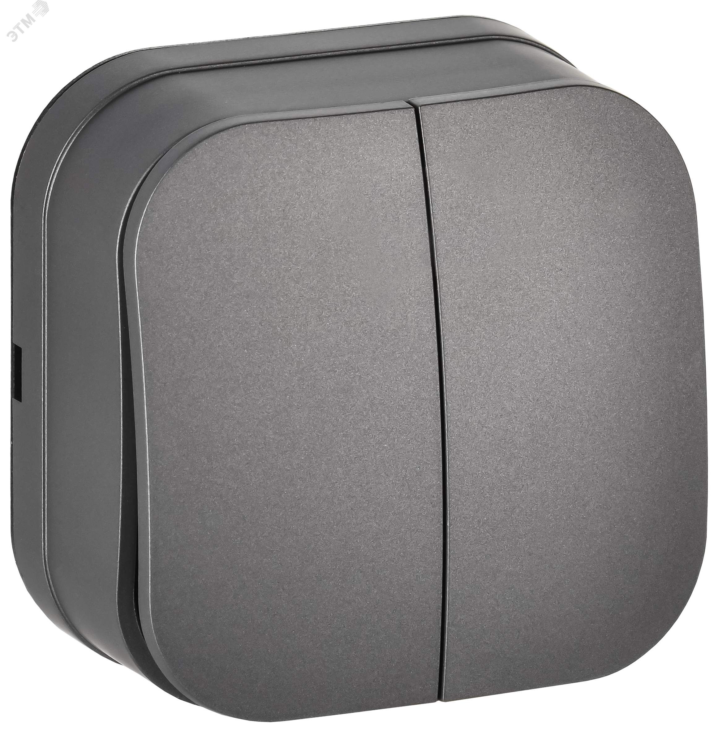 Изображение товара 2-клавишный выключатель для открытой установки IEK GLORY 10А стальной дизайн Изображение товара 2-клавишный выключатель для открытой установки IEK GLORY 10А стальной дизайн