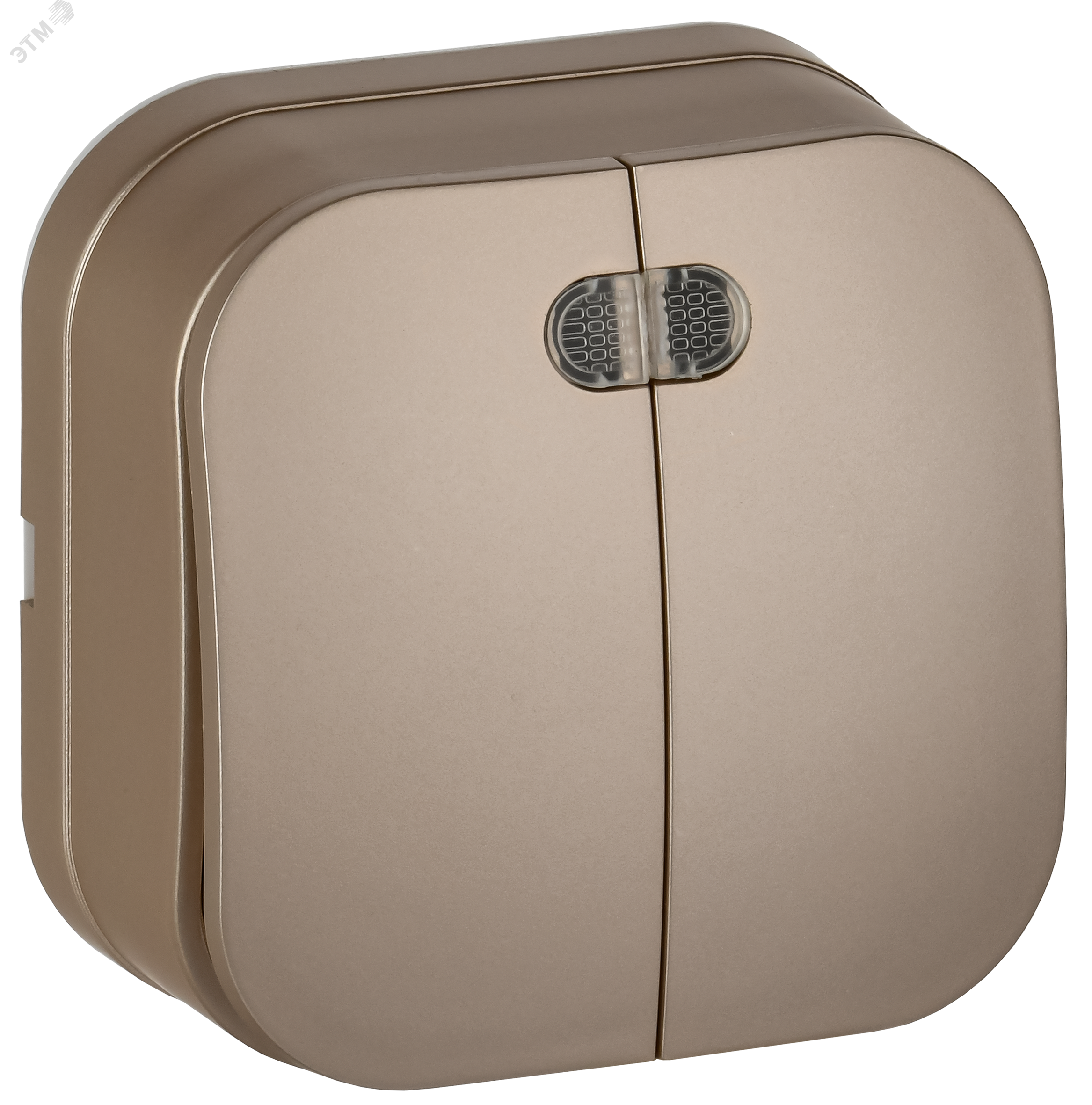 Изображение товара Выключатель 2-клавишный для открытой установки с индикацией IP20 шампань IEK Изображение товара Выключатель 2-клавишный для открытой установки с индикацией IP20 шампань IEK