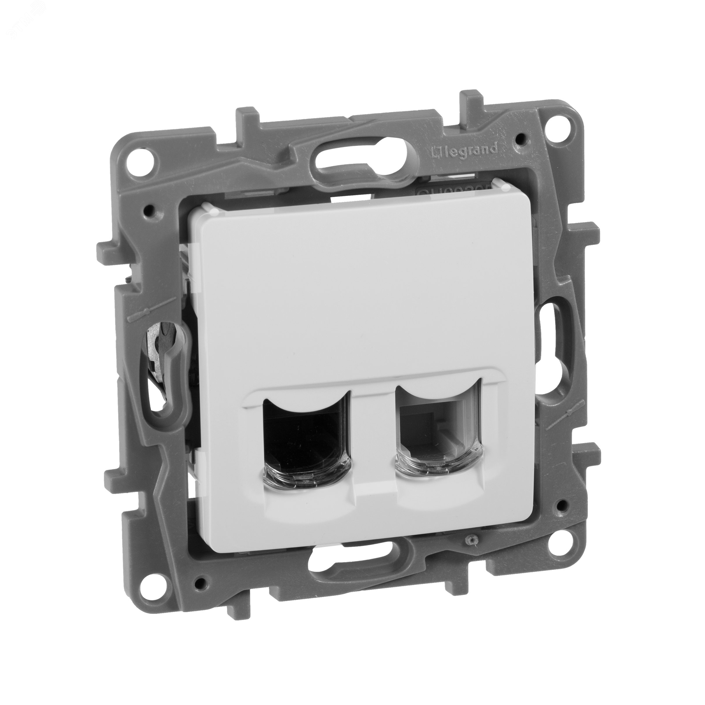 Изображение товара Розетка двойная RJ11+RJ45 кат 5E UTP ETIKA для скрытого монтажа белая
