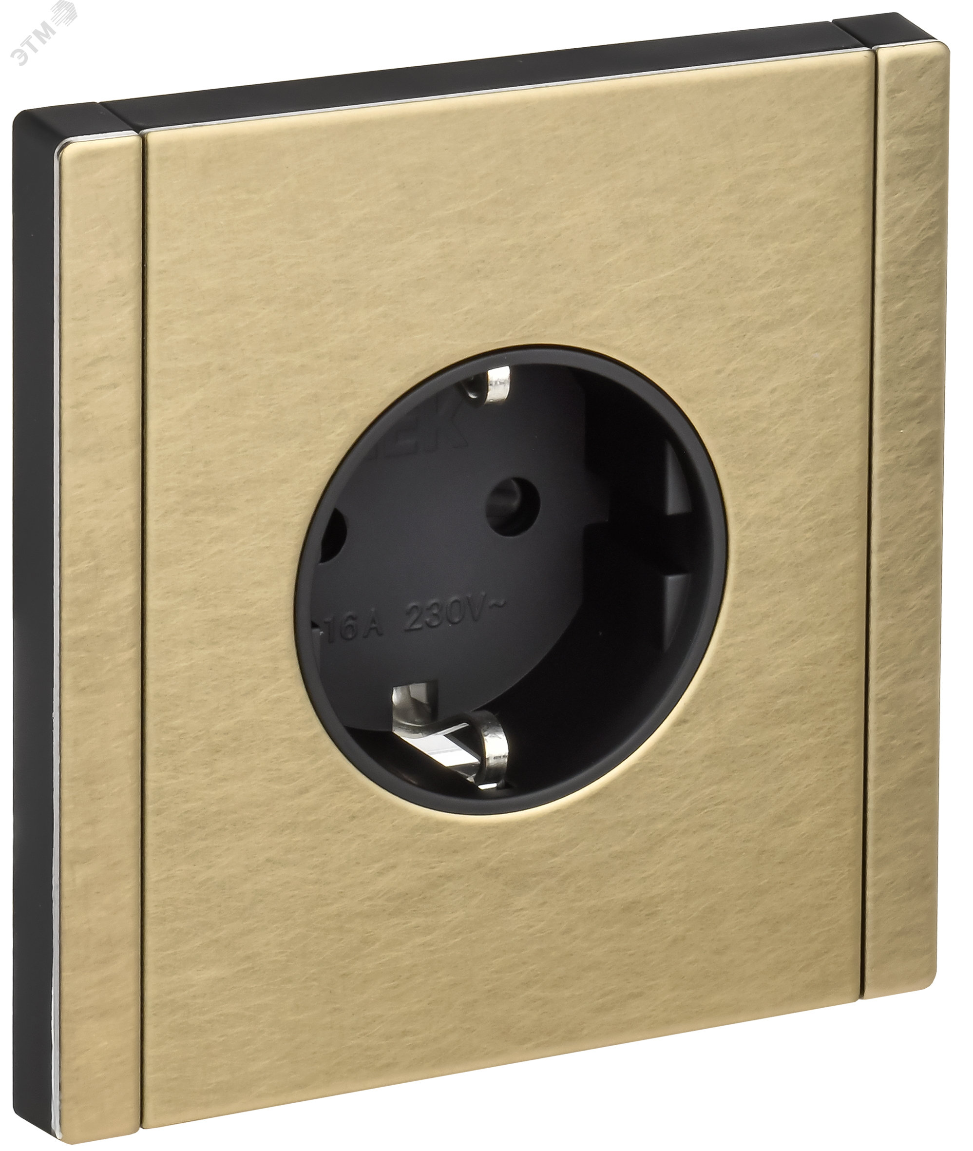 Изображение товара Розетка 1-местная с заземлением и защитными шторками IEK FORTE&PIANO шампань