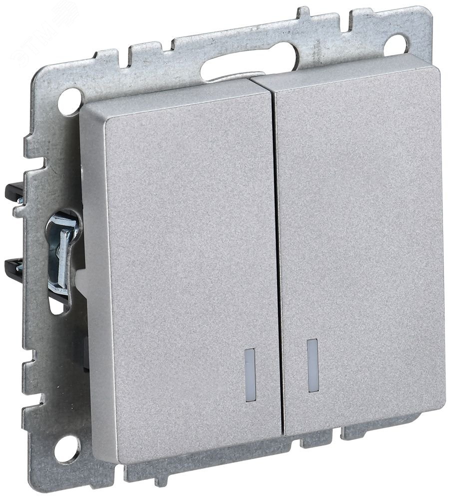 Изображение товара Двухклавишный выключатель с индикацией BRITE IP20 для скрытого монтажа 220 В