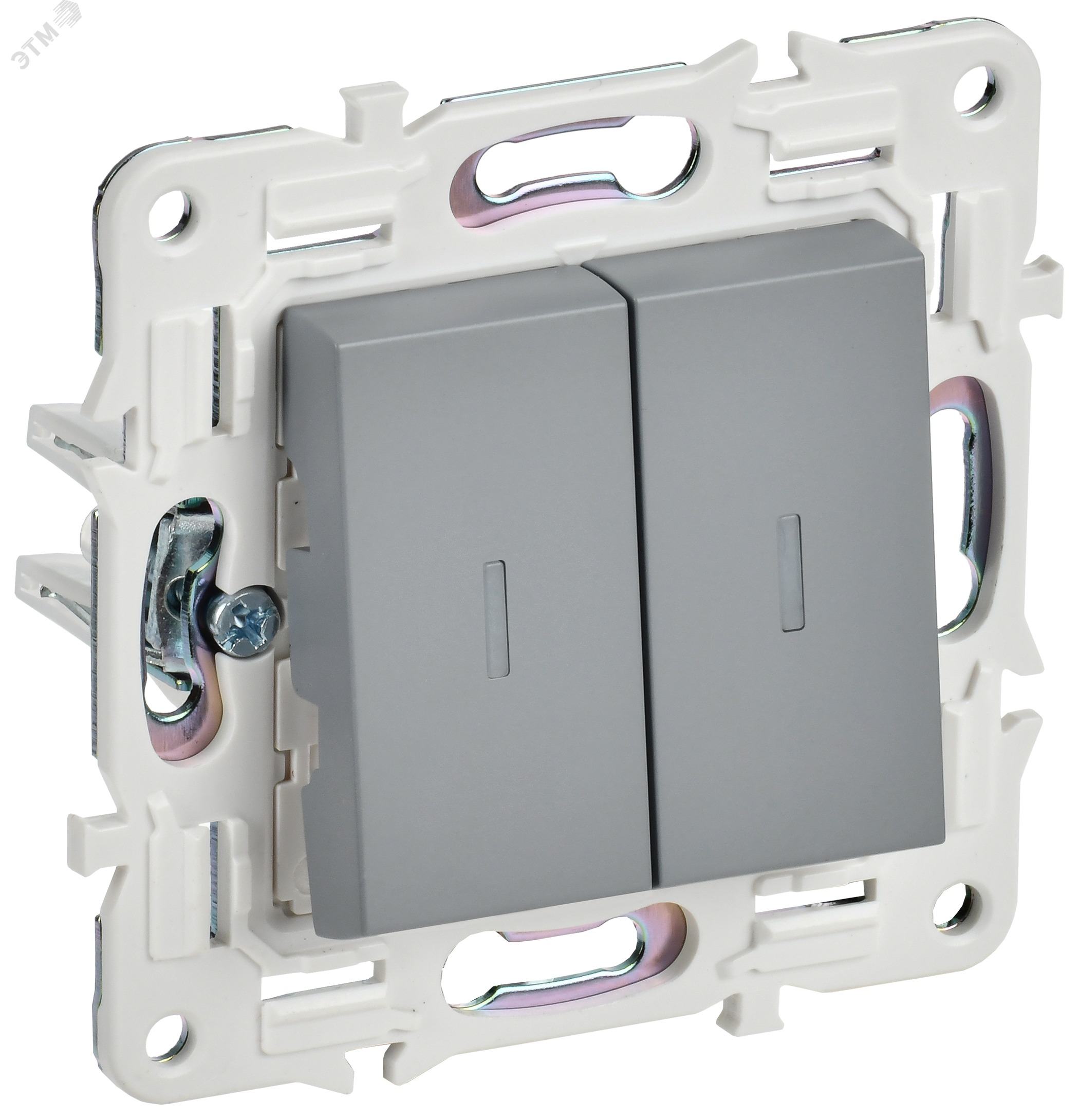 Изображение товара Выключатель 2-клавишный проходной с индикацией SKANDY IP20 10А серый IEK