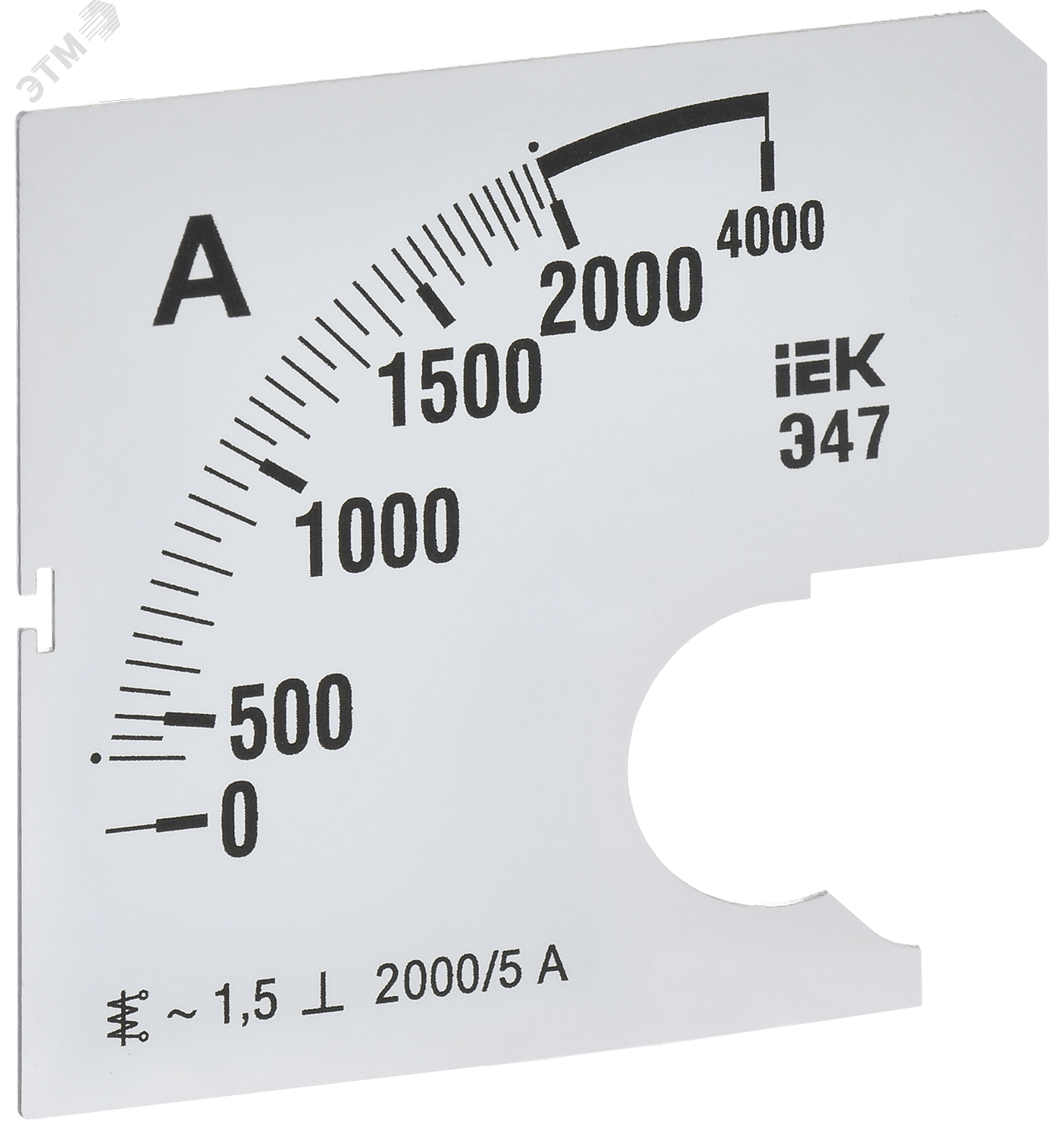 Изображение товара Шкала сменная для амперметра Э47 2000А класс точности 1,5 72х72мм IEK