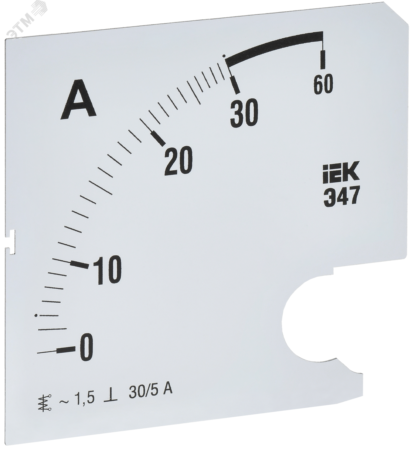 Изображение товара Шкала сменная для амперметра Э47 30/5А класс точности 1,5 96х96мм IEK