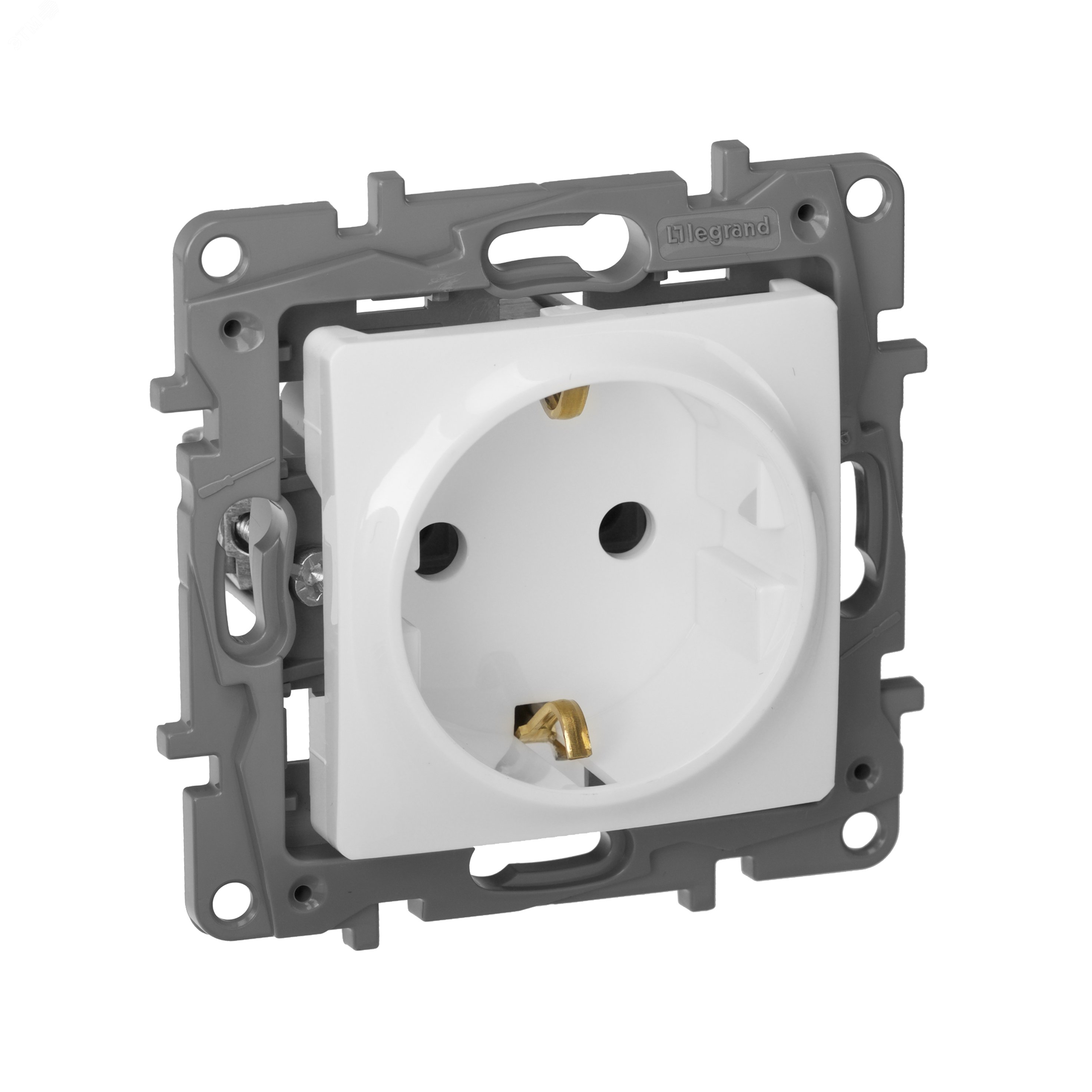 Изображение товара Розетка 1-местная с заземлением ETIKA 16А белый