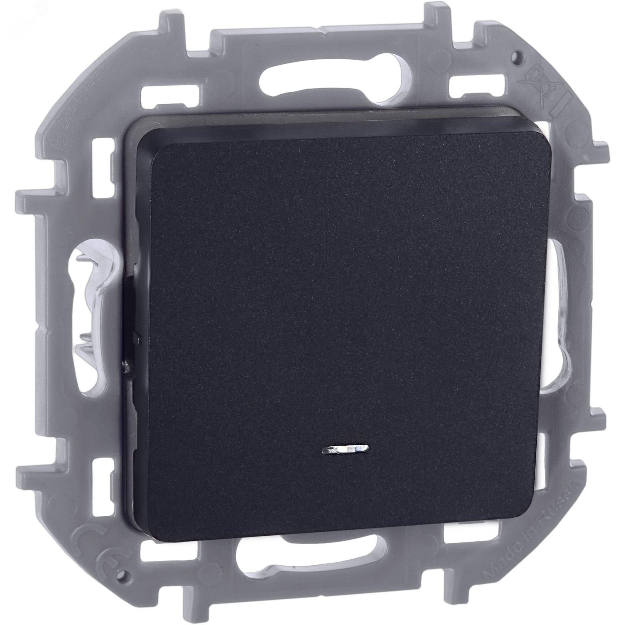 Изображение товара Выключатель 1-клавишный с подсветкой и индикацией, антрацит, 10А, скрытый монтаж Inspiria Изображение товара Выключатель 1-клавишный с подсветкой и индикацией, антрацит, 10А, скрытый монтаж Inspiria