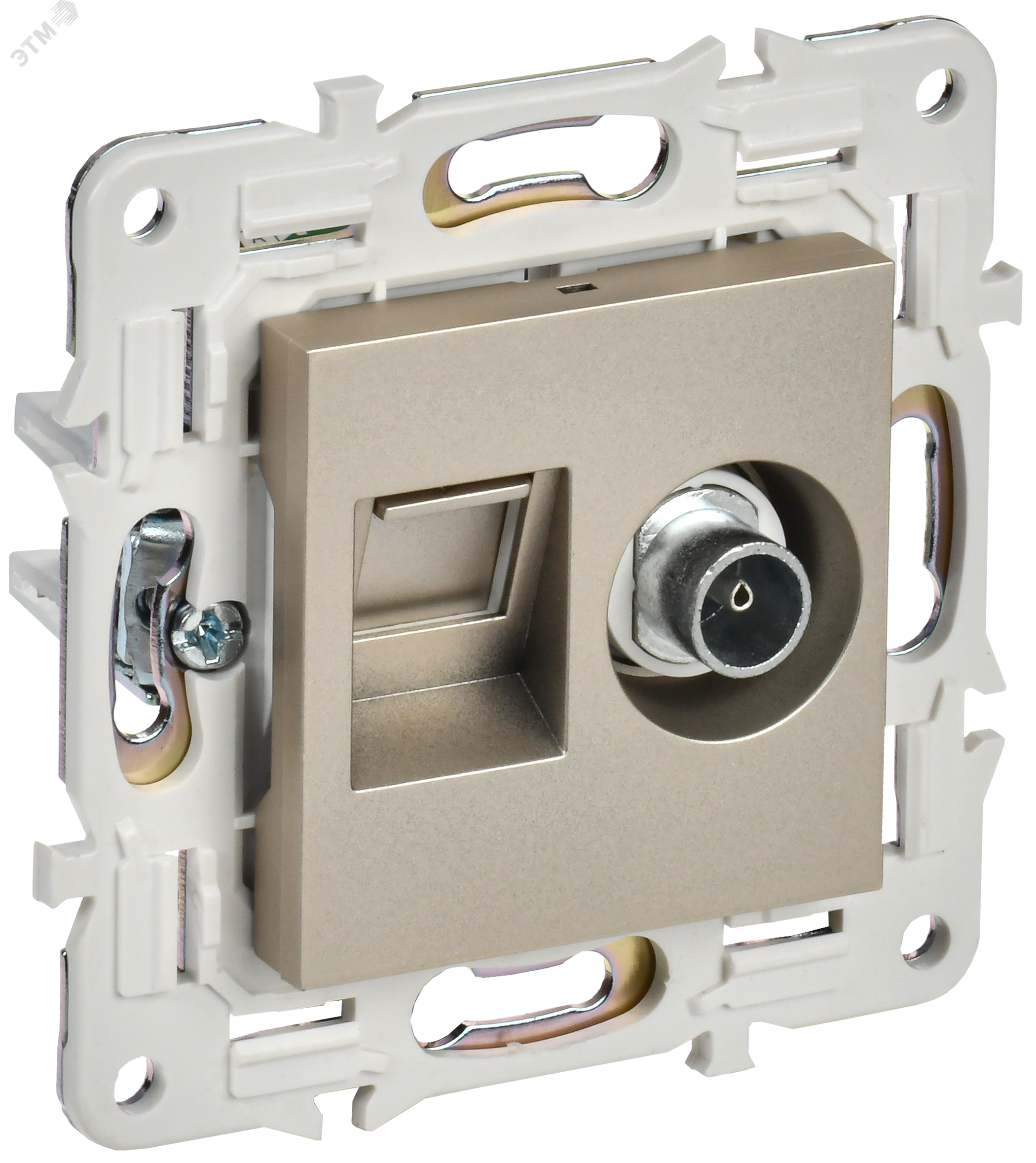 Изображение товара Розетка двойная TV+RJ45 SKANDY шампань IEK модель SK-A15Sh