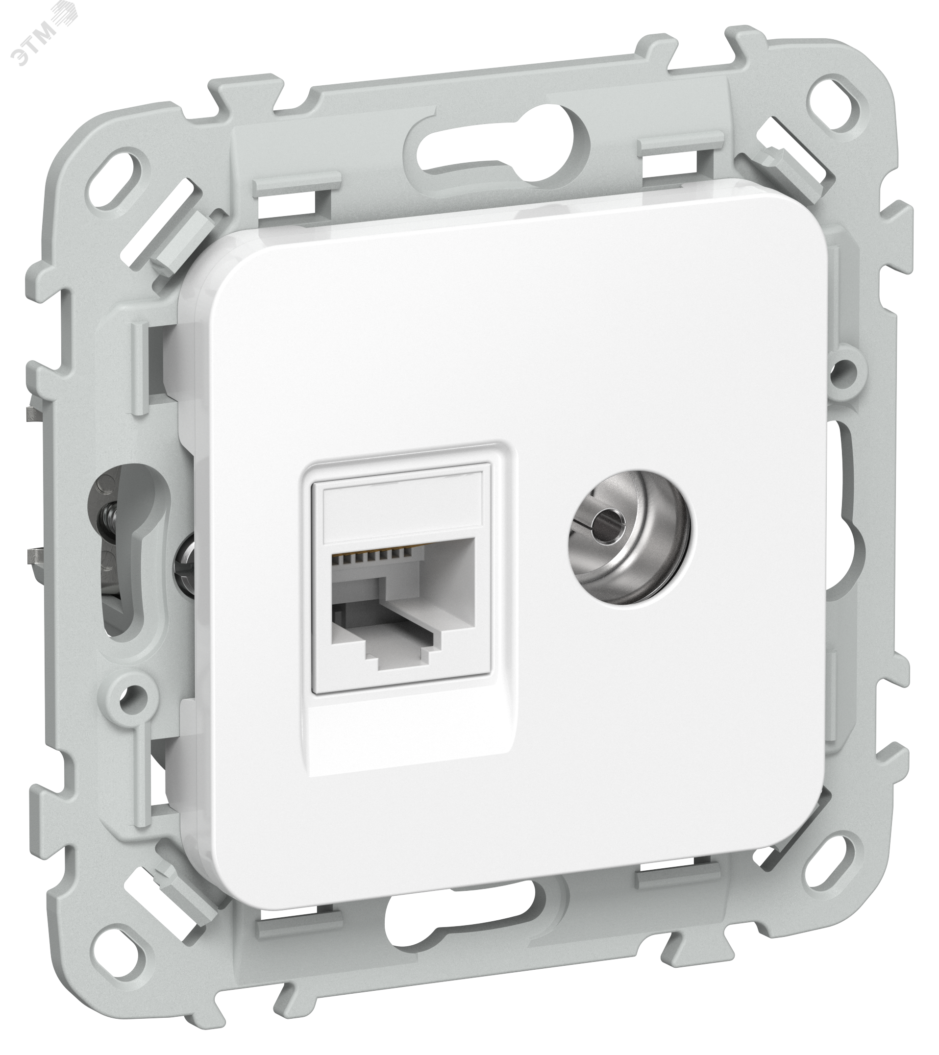 Изображение товара 2-местная розетка RJ45 TV категория 5E белый IEK серия FLITE