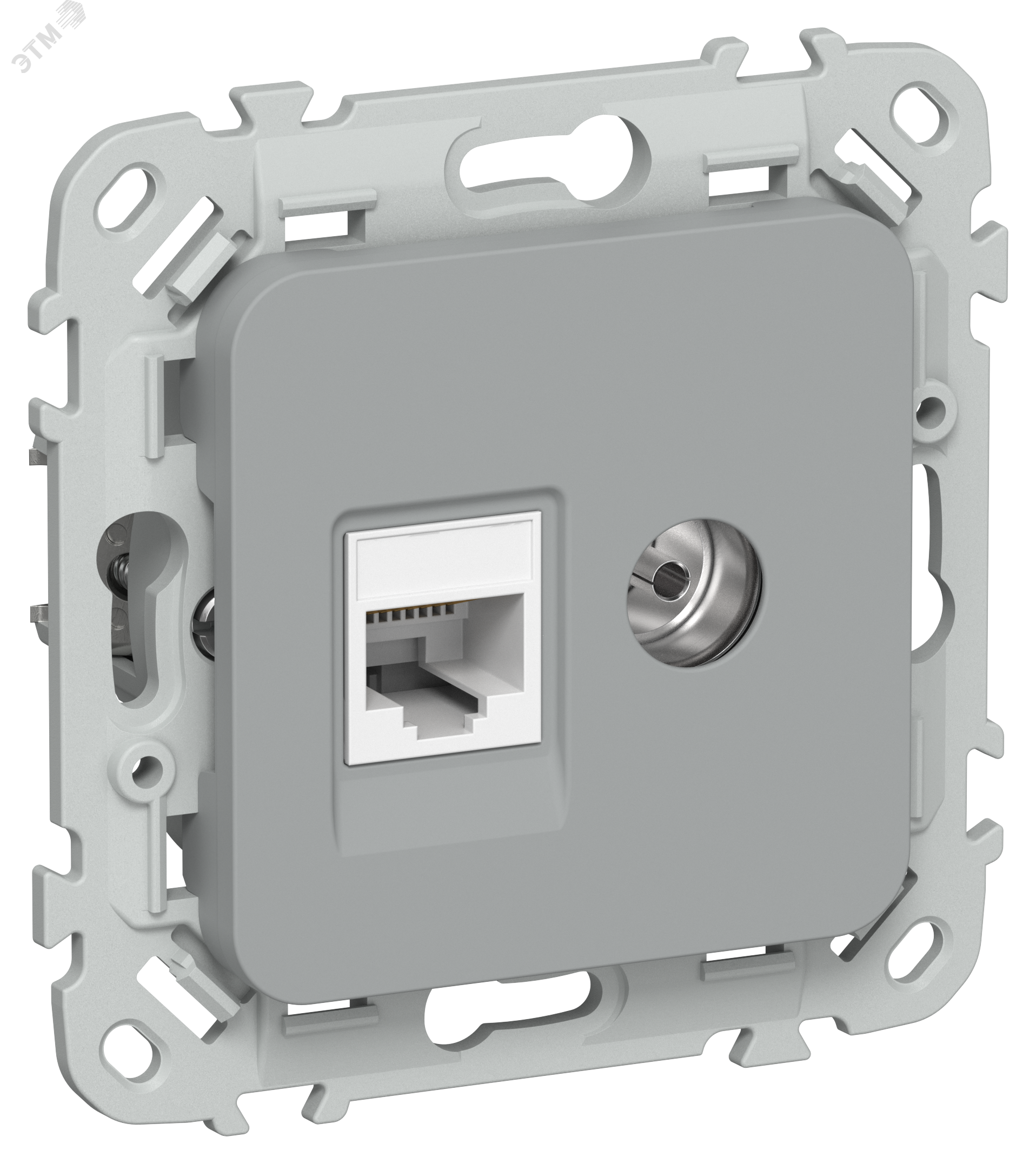 Изображение товара FLITE Розетка 2-местная RJ45/TV категория 5Е UTP серый IEK