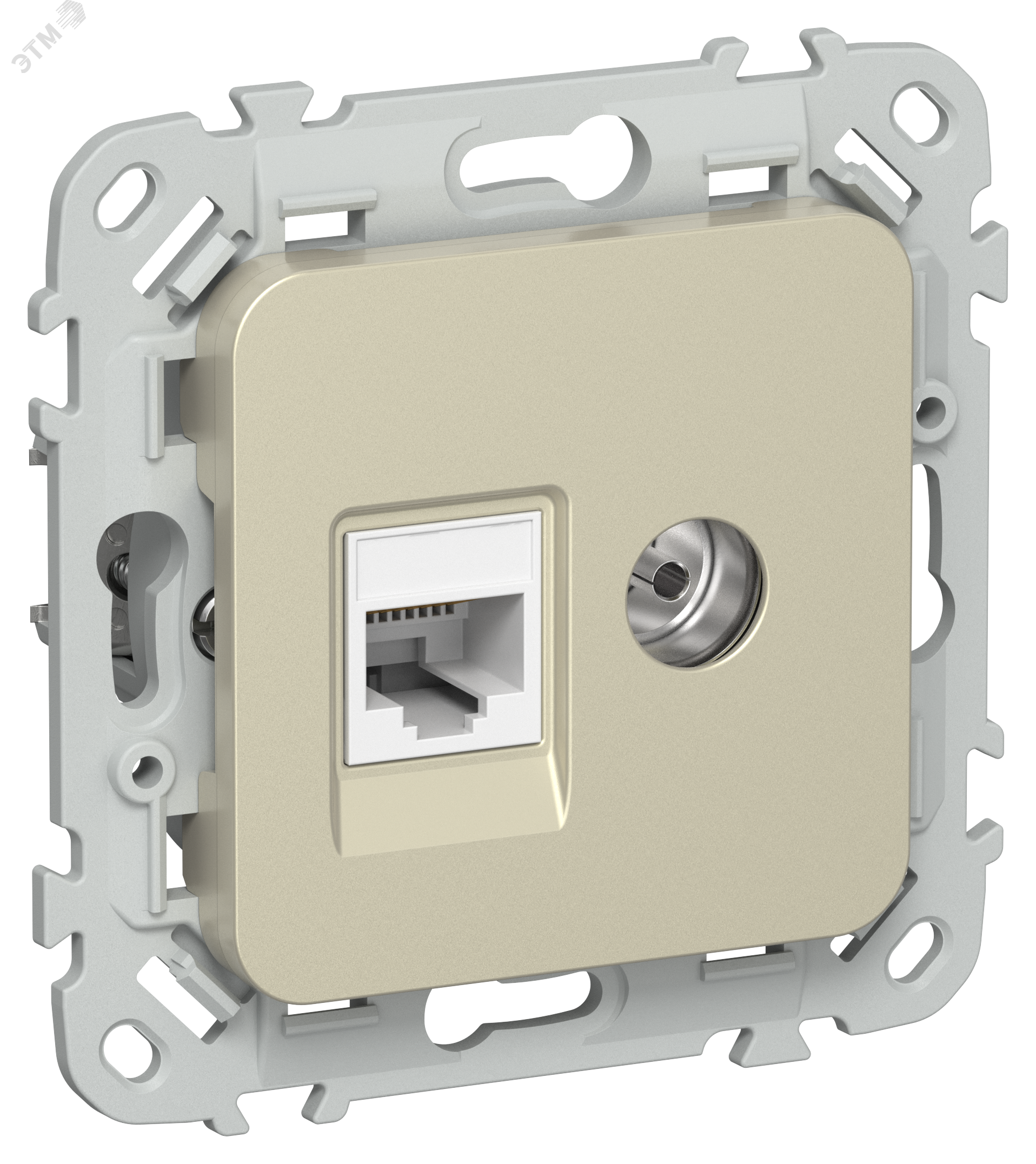 Изображение товара Розетка 2-местная RJ45/TV категория 5Е UTP IEK FLITE