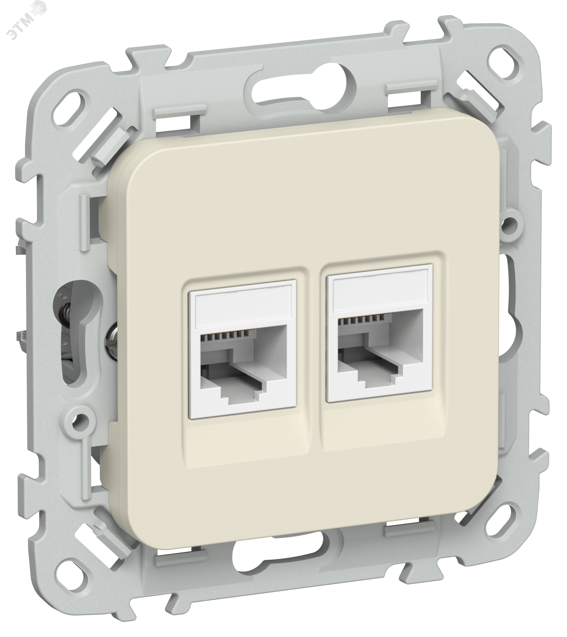 Изображение товара Розетка 2-местная компьютерная RJ45 категории 5Е UTP IEK РК5е-2-0-ФлСл сливочная