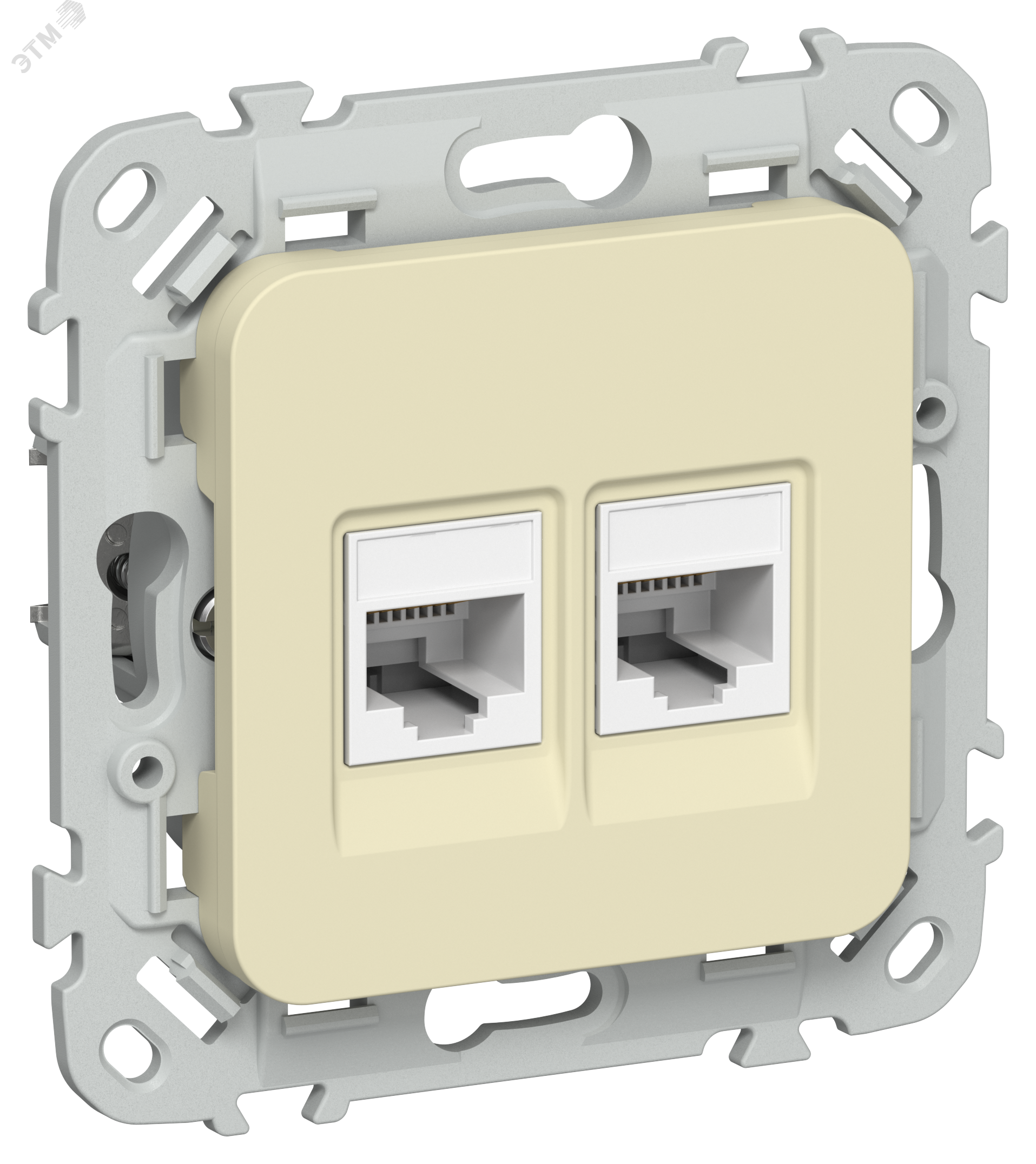 Изображение товара Розетка компьютерная 2-местная RJ45 категория 5Е UTP IEK серия FLITE