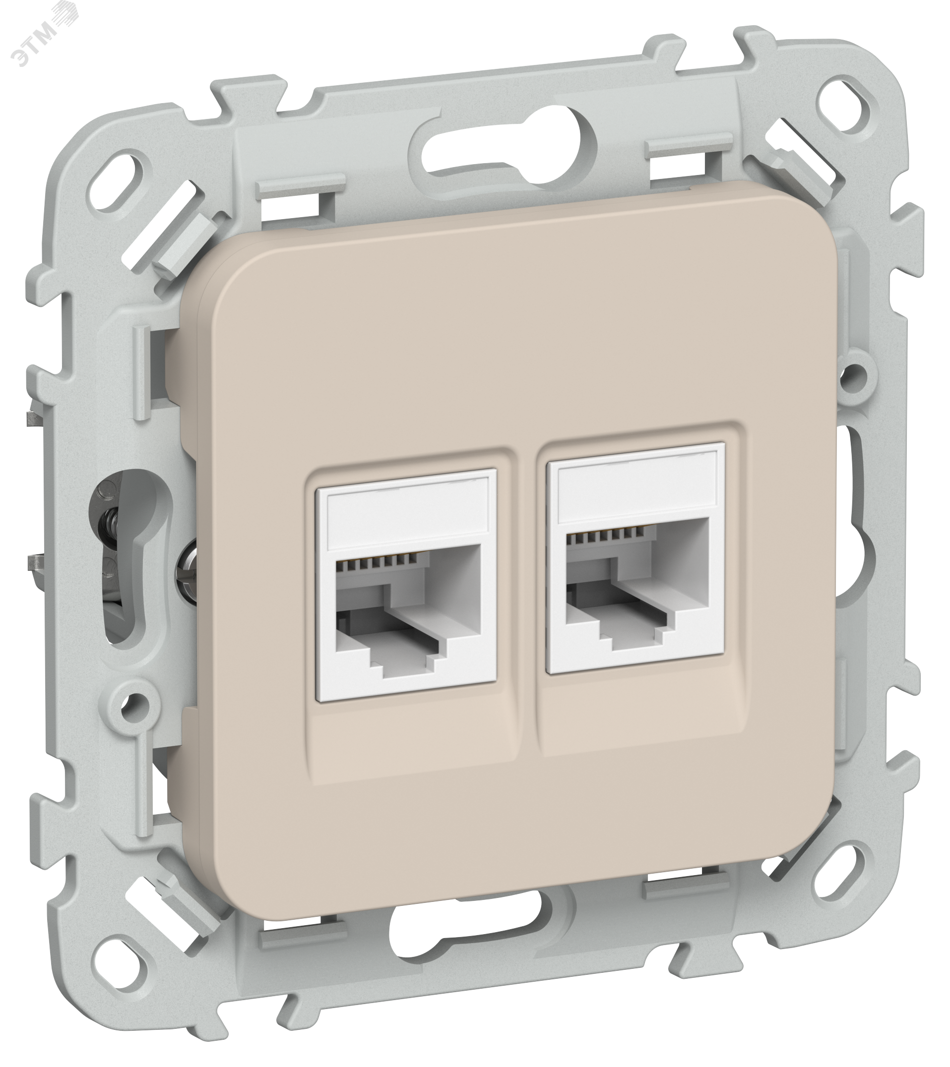 Изображение товара Розетка 2-местная компьютерная категория 5Е UTP IEK RК5е-2-0-ФлЛ льняной