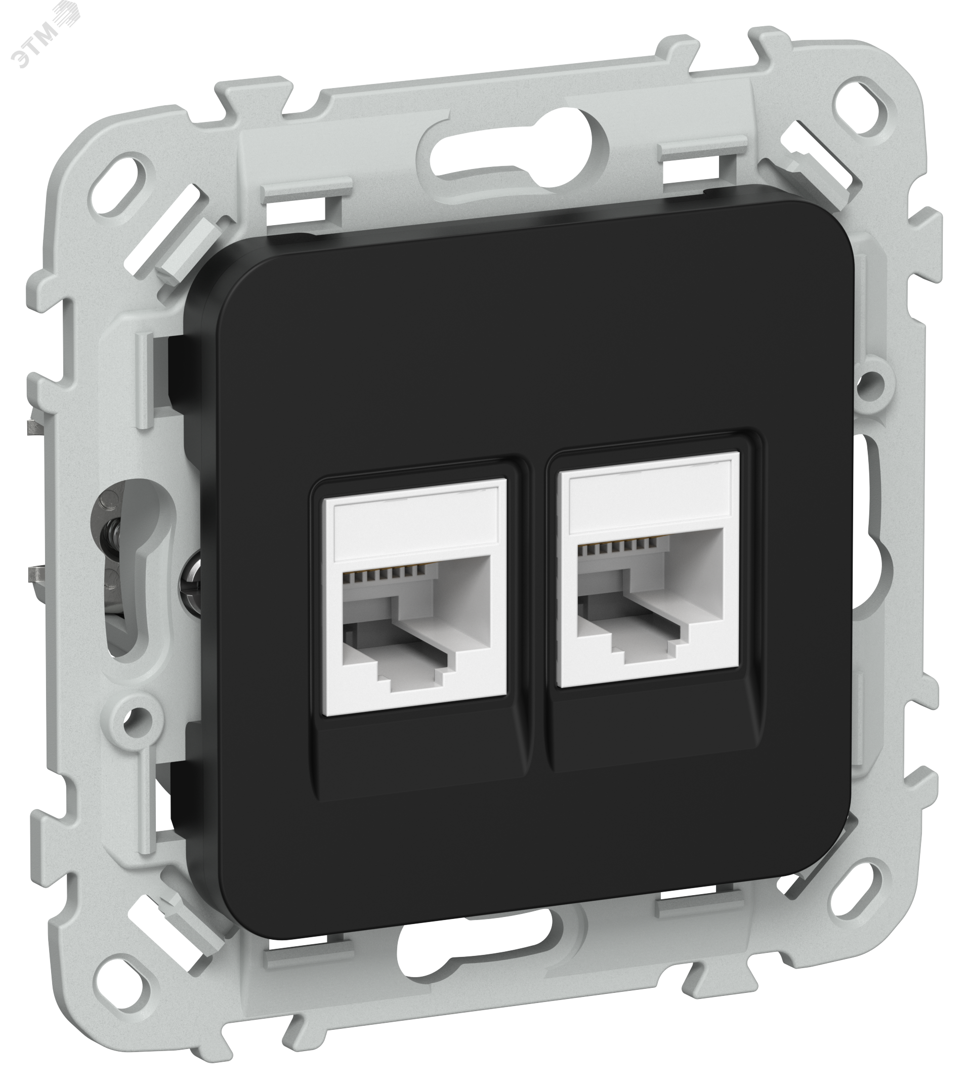 Изображение товара Розетка 2-местная для Ethernet RJ45 категория 6 UTP IEK Серия FLITE черная