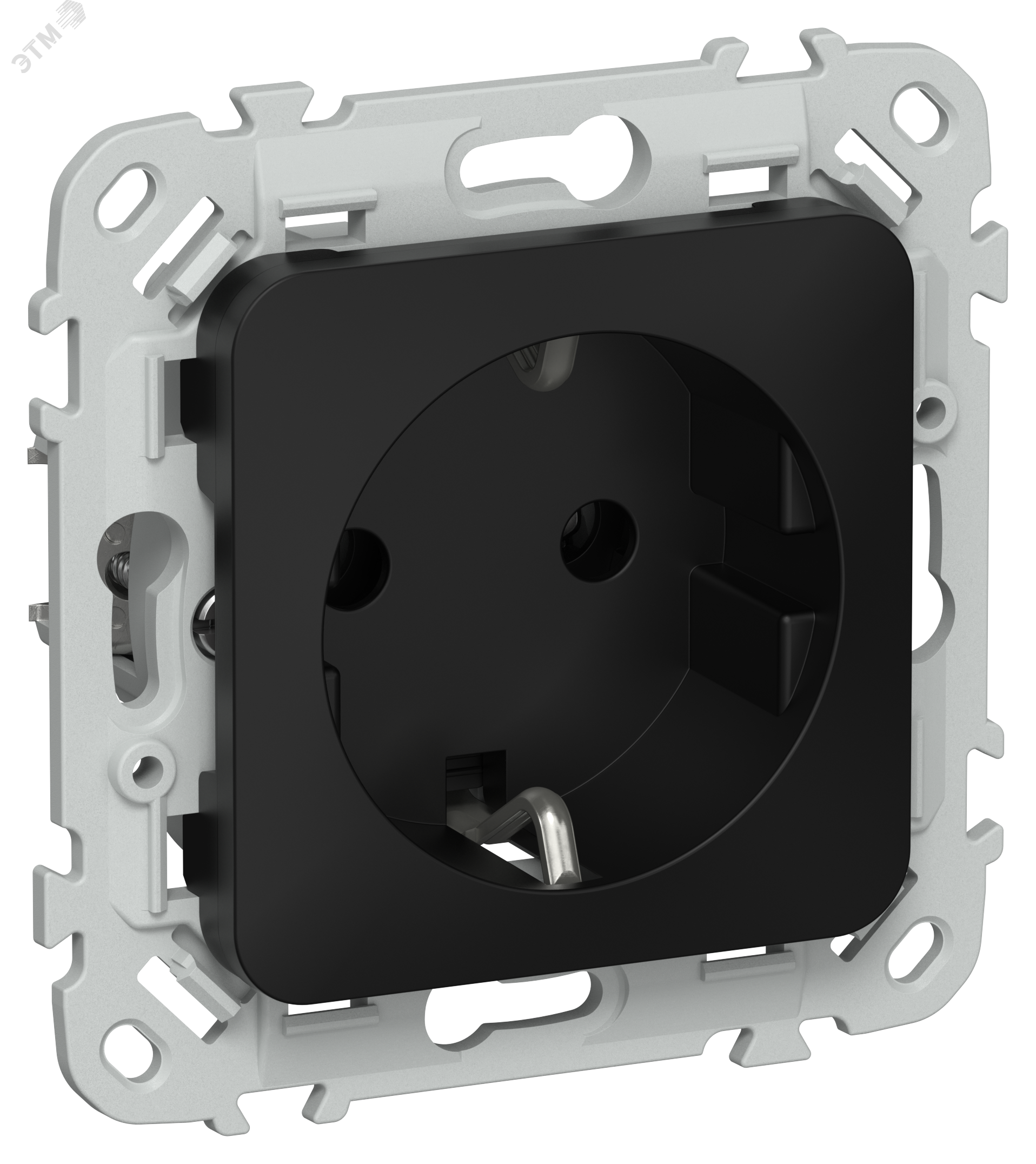 Изображение товара Розетка с заземлением серии FLITE IEK 16А черный безвинтовое монтажное крепление