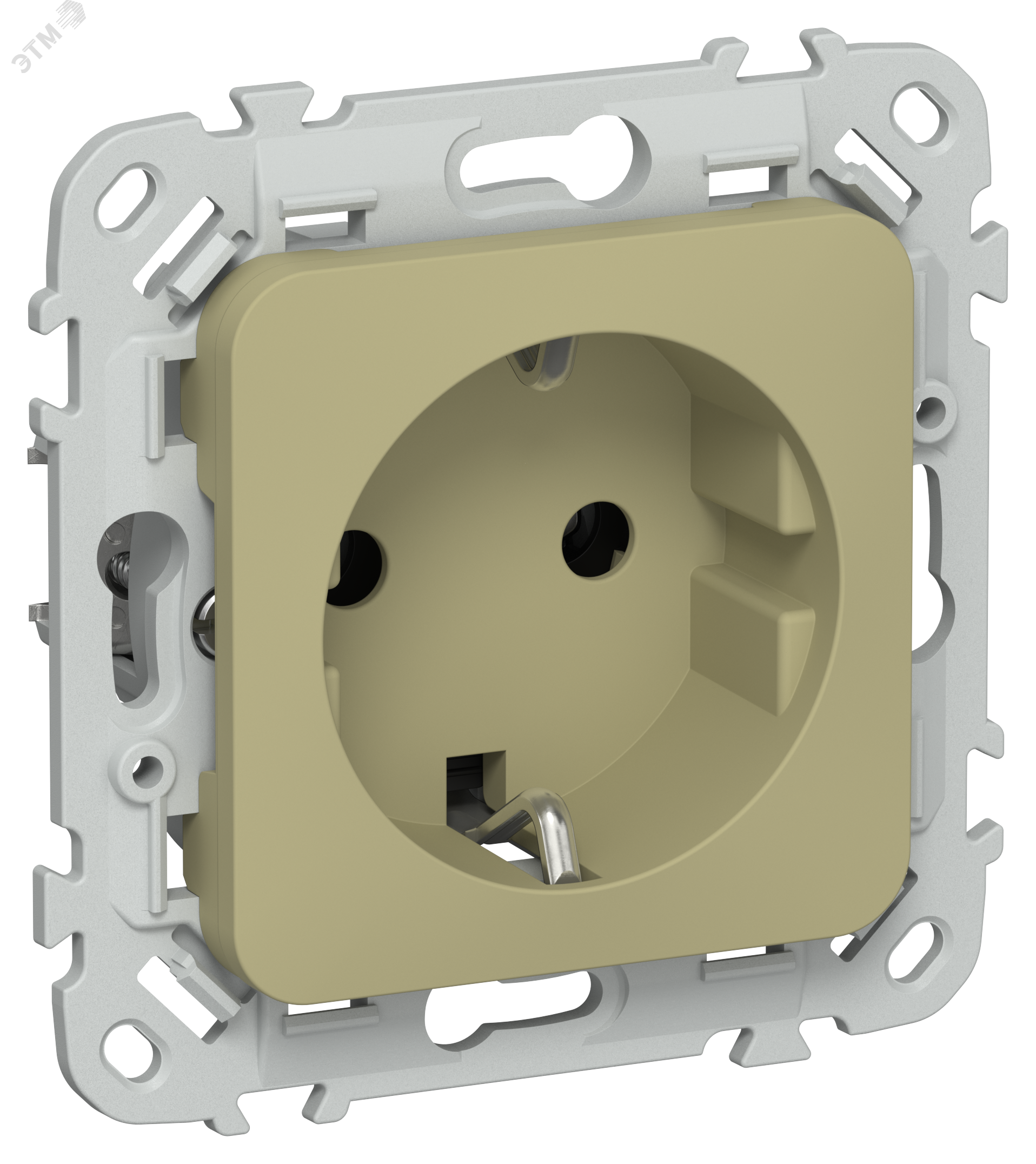 Изображение товара FLITE Розетка с заземлением без защитных шторок безвинтовое крепление 16А РС11-1-ФлО оливковый IEK (шт)