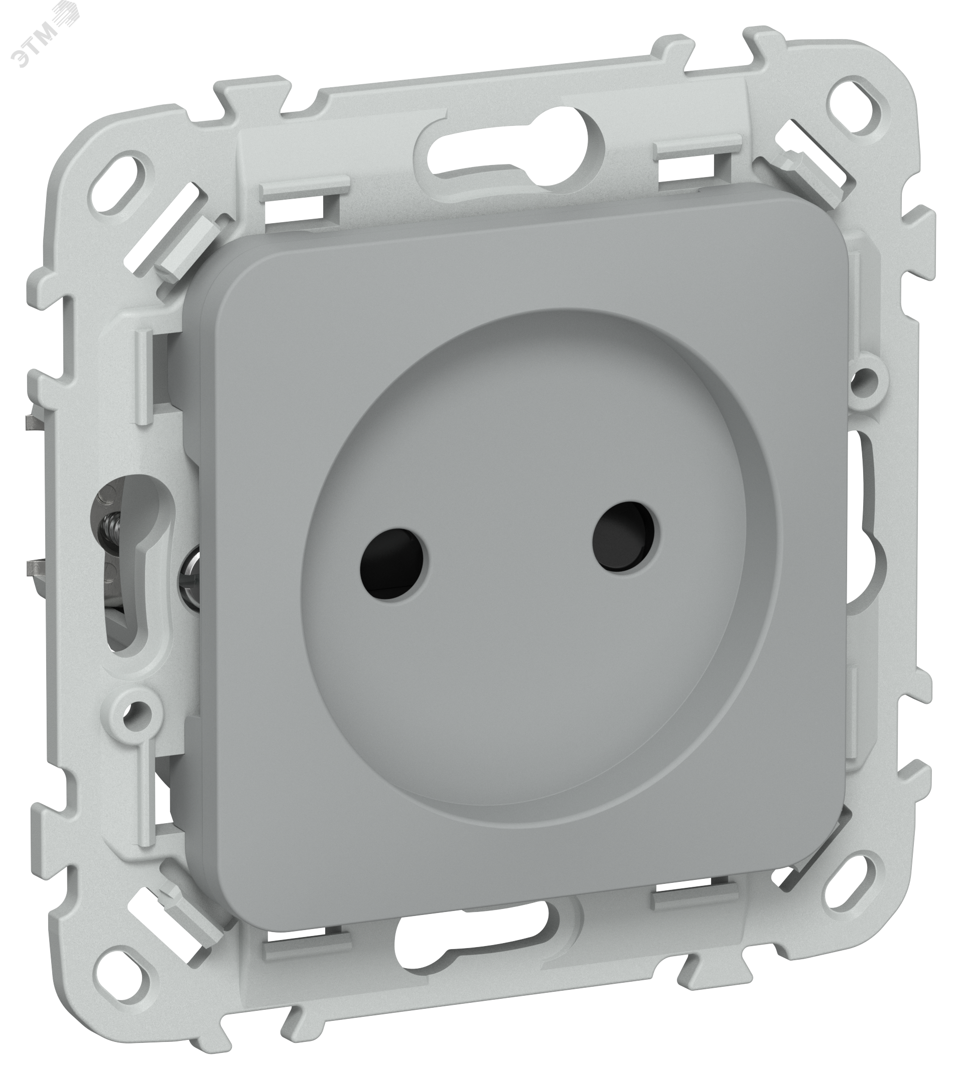 Изображение товара Розетка без заземления с защитными шторками безвинтовое крепление 10А серый IEK