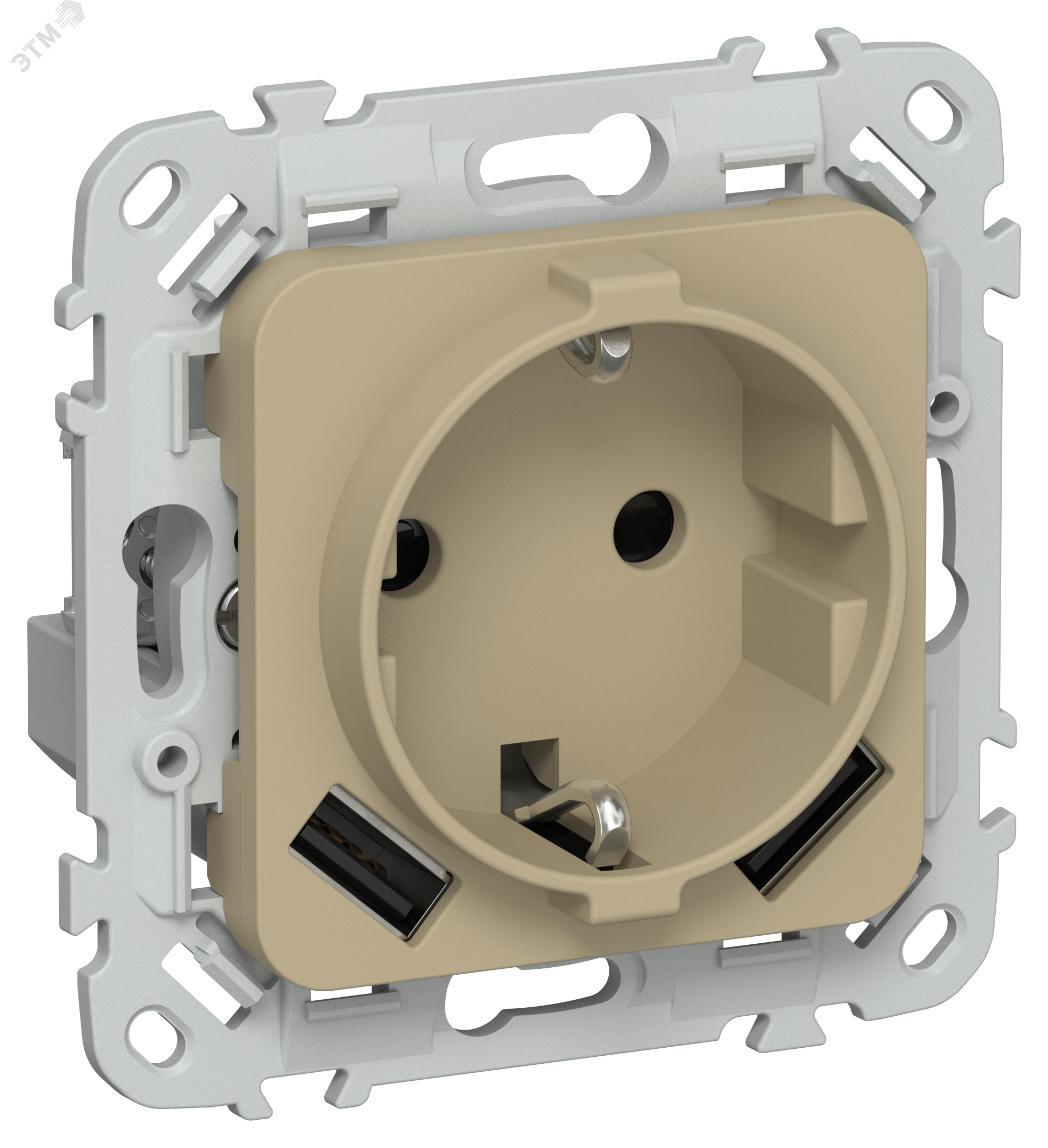 Изображение товара Розетка с заземлением и USB портай FLITE IEK 16А IP20