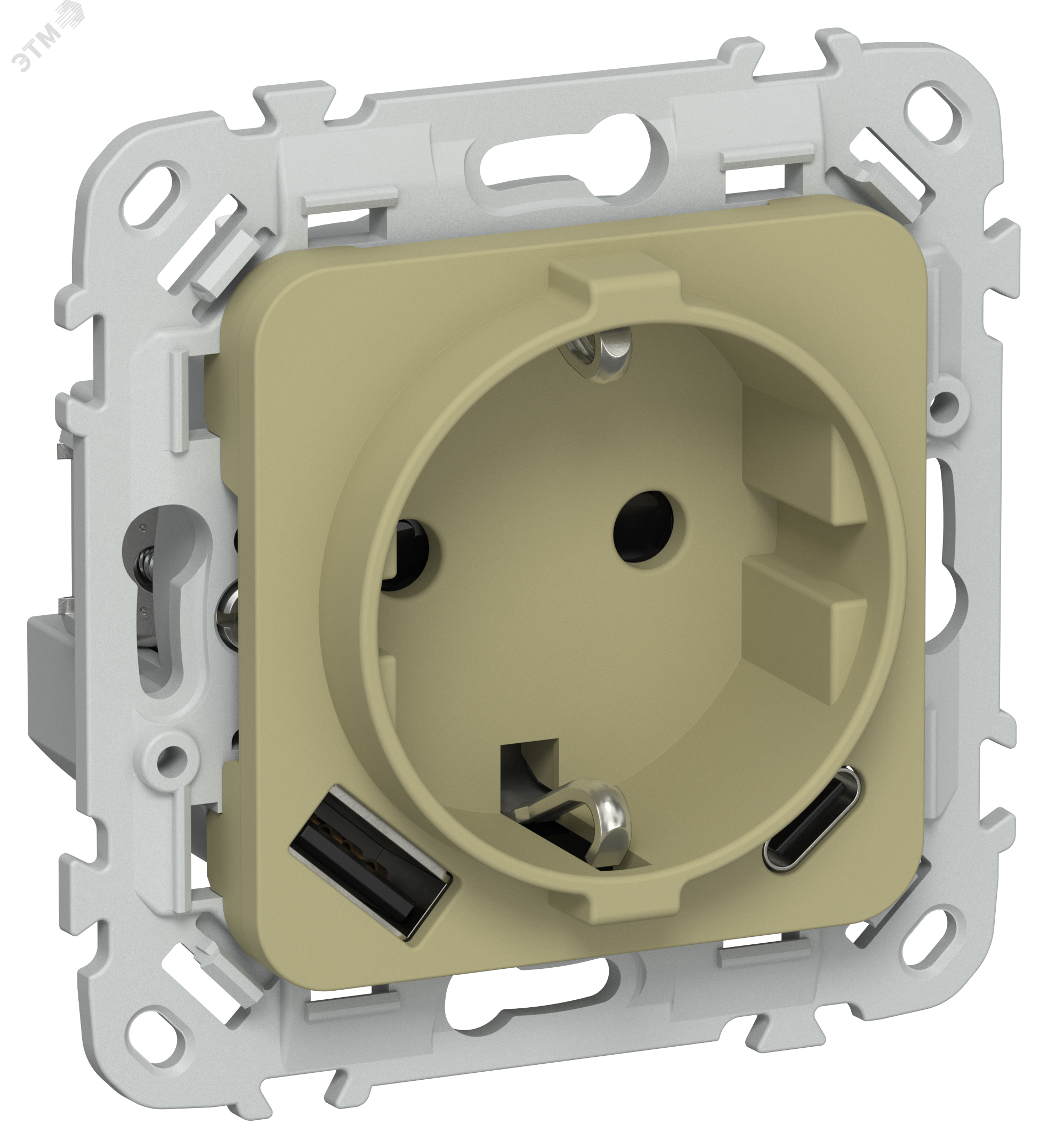 Изображение товара FLITE Розетка 1-местная с заземлением и USB A+C 20Вт