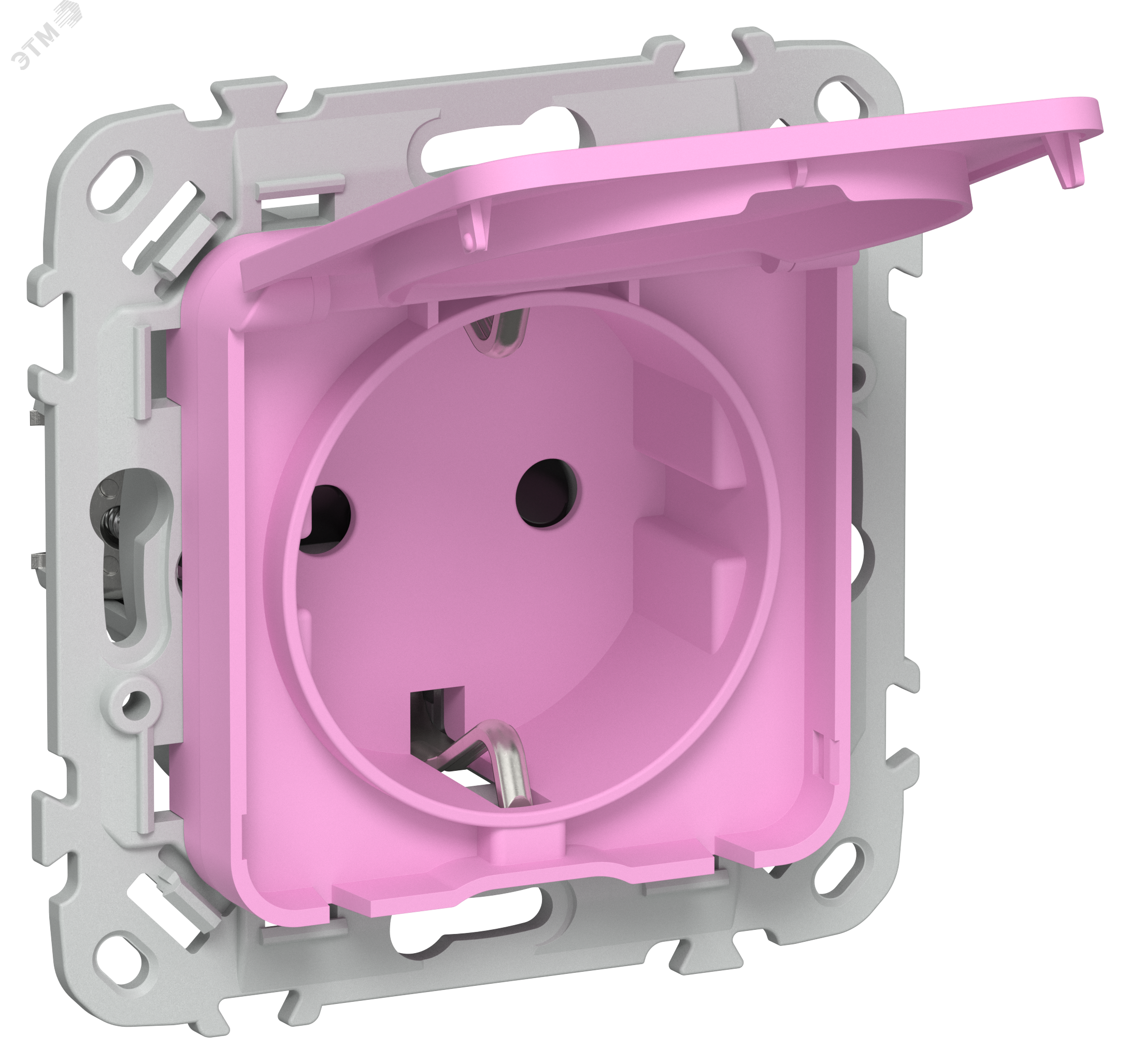 Изображение товара Розетка с заземлением и защитными шторками IP44 IEK модель FLITE 16А пурпурная