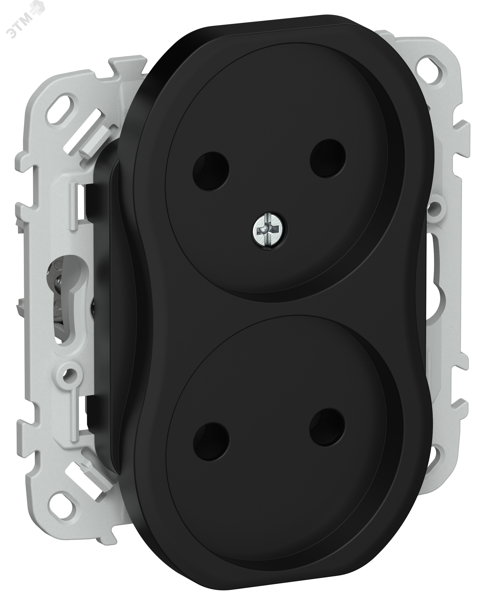 Изображение товара FLITE Розетка 2-местная без заземления черный IEK