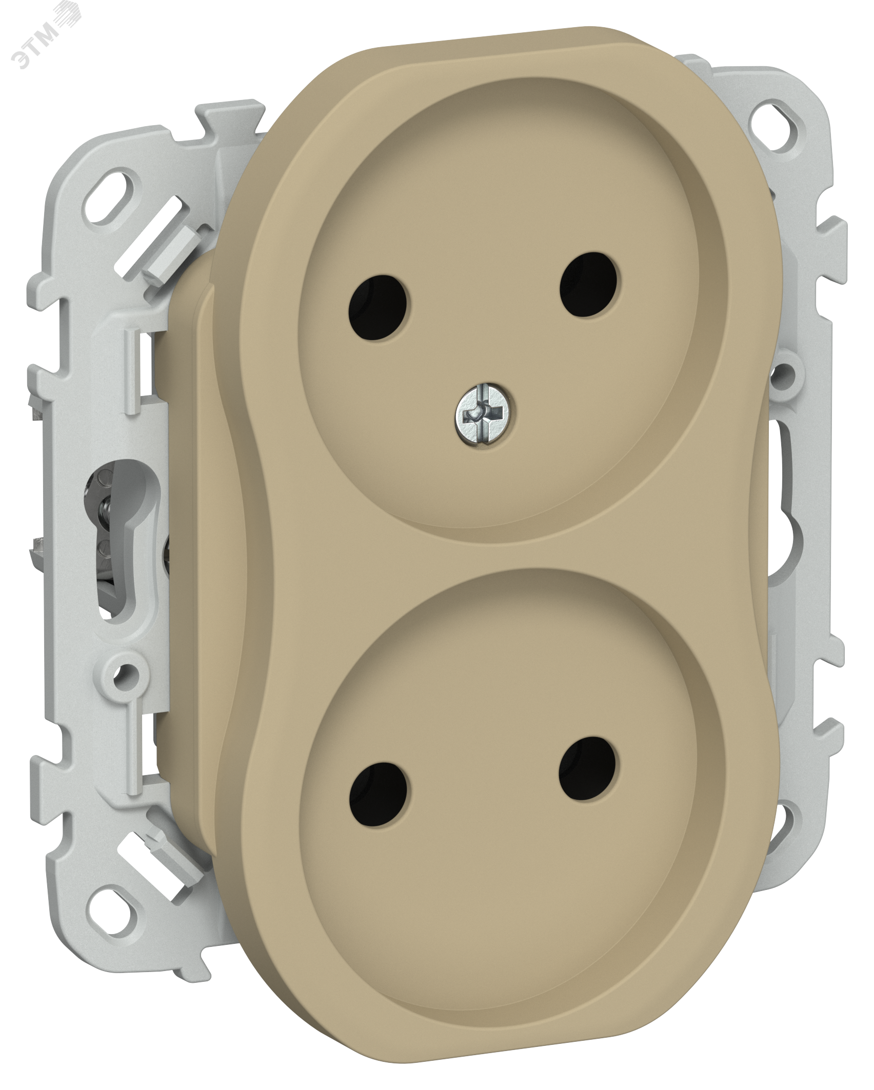 Изображение товара FLITE Розетка 2-местная без заземления 10А РС02-1-ФлХ хаки IEK