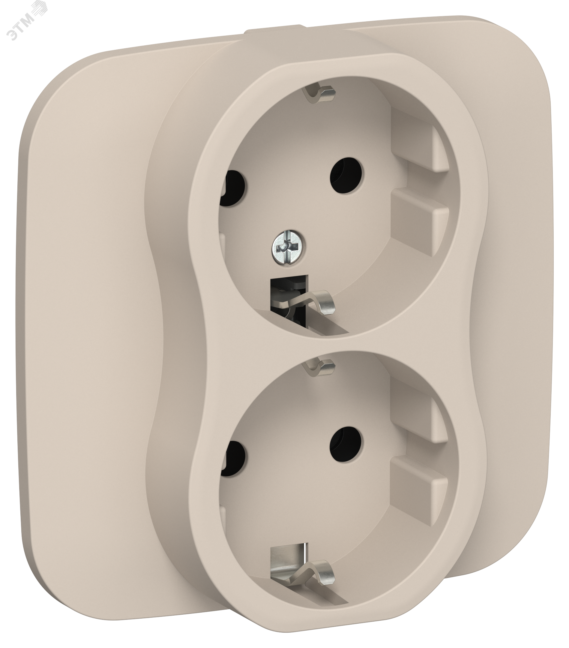 Изображение товара Розетка 2-местная с заземлением безвинтовое крепление 16А серия FLITE IEK