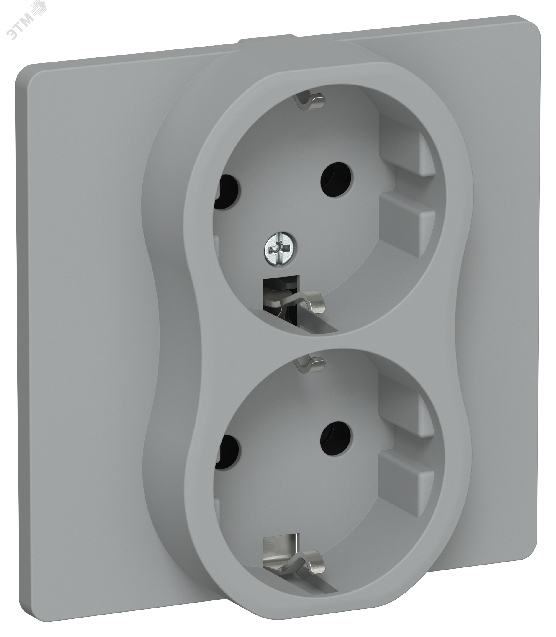 Изображение товара Розетка 2-местная с заземлением без защитных шторок безвинтовое крепление 16А IEK