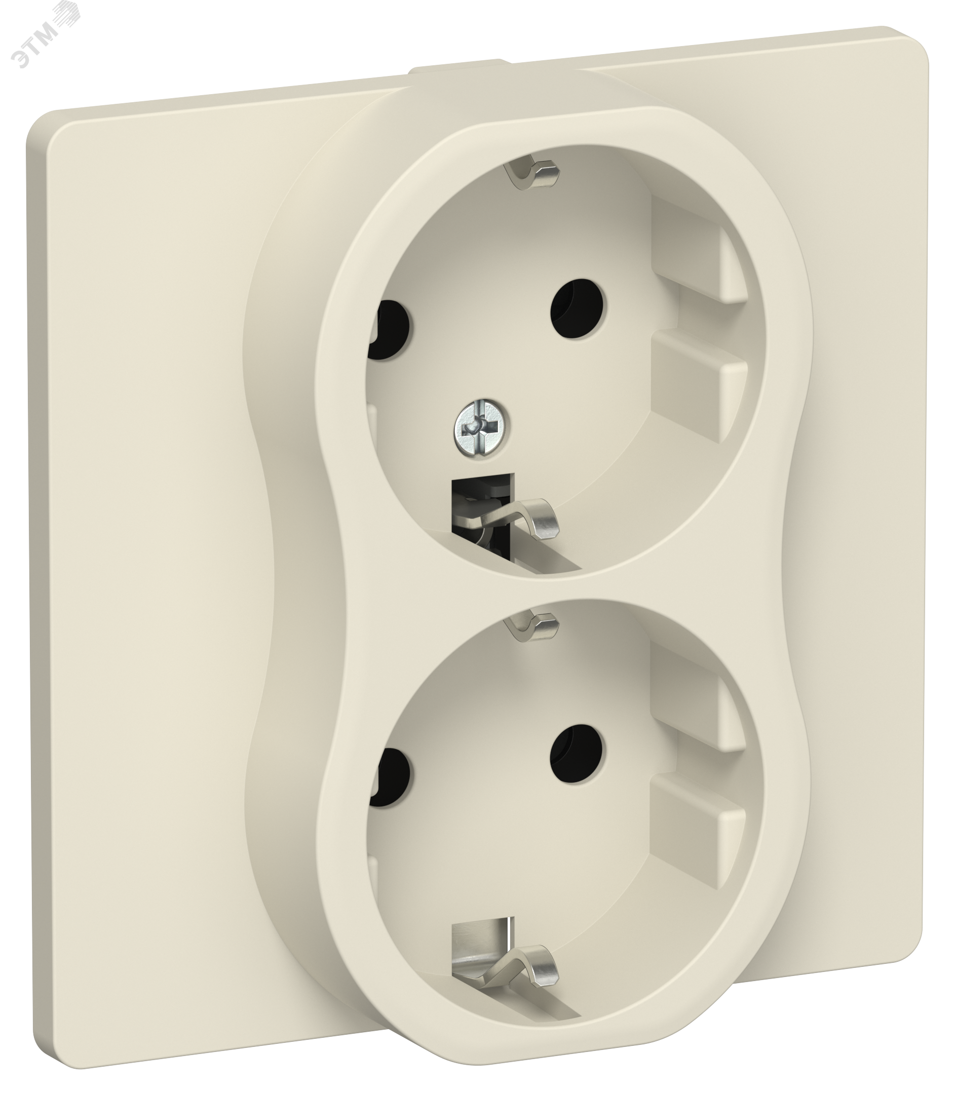 Изображение товара Розетка 2-местная с заземлением без защитных шторок IEK FLITE сливочный