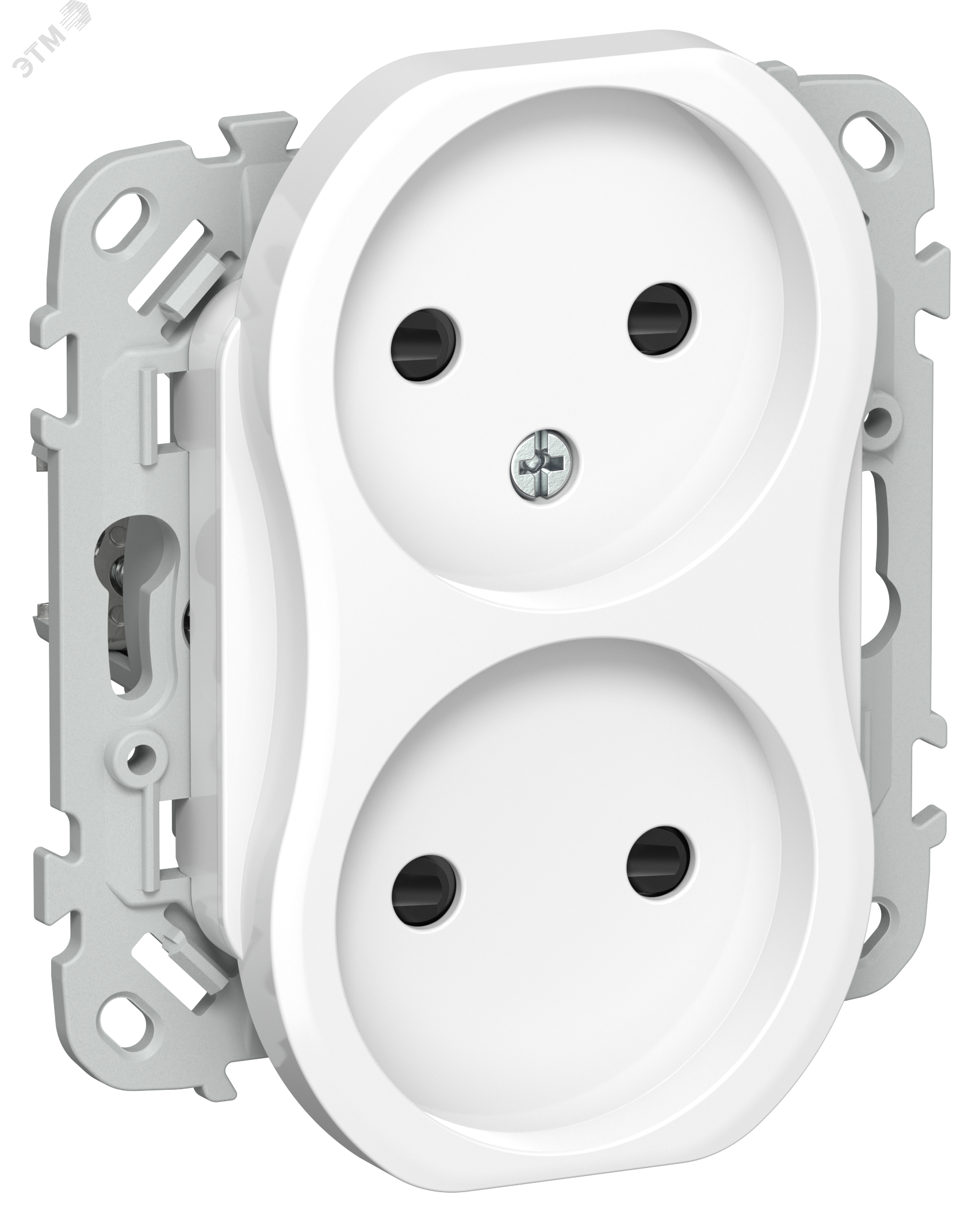 Изображение товара FLITE Розетка 2-местная белый IEK без заземления с защитными шторками