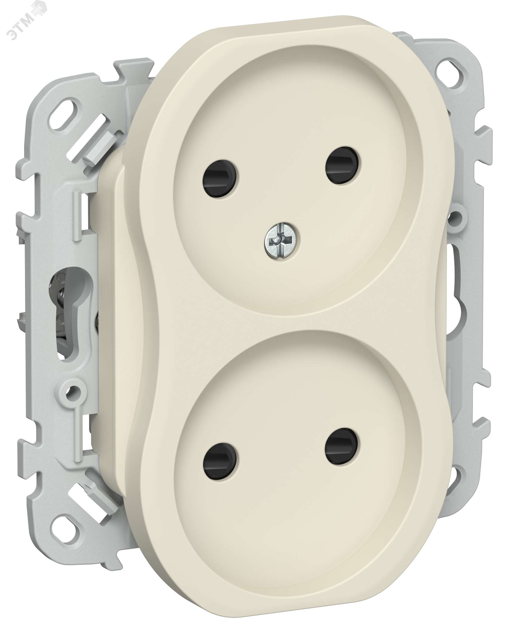 Изображение товара FLITE Розетка 2-местная с защитными шторками сливочная IEK