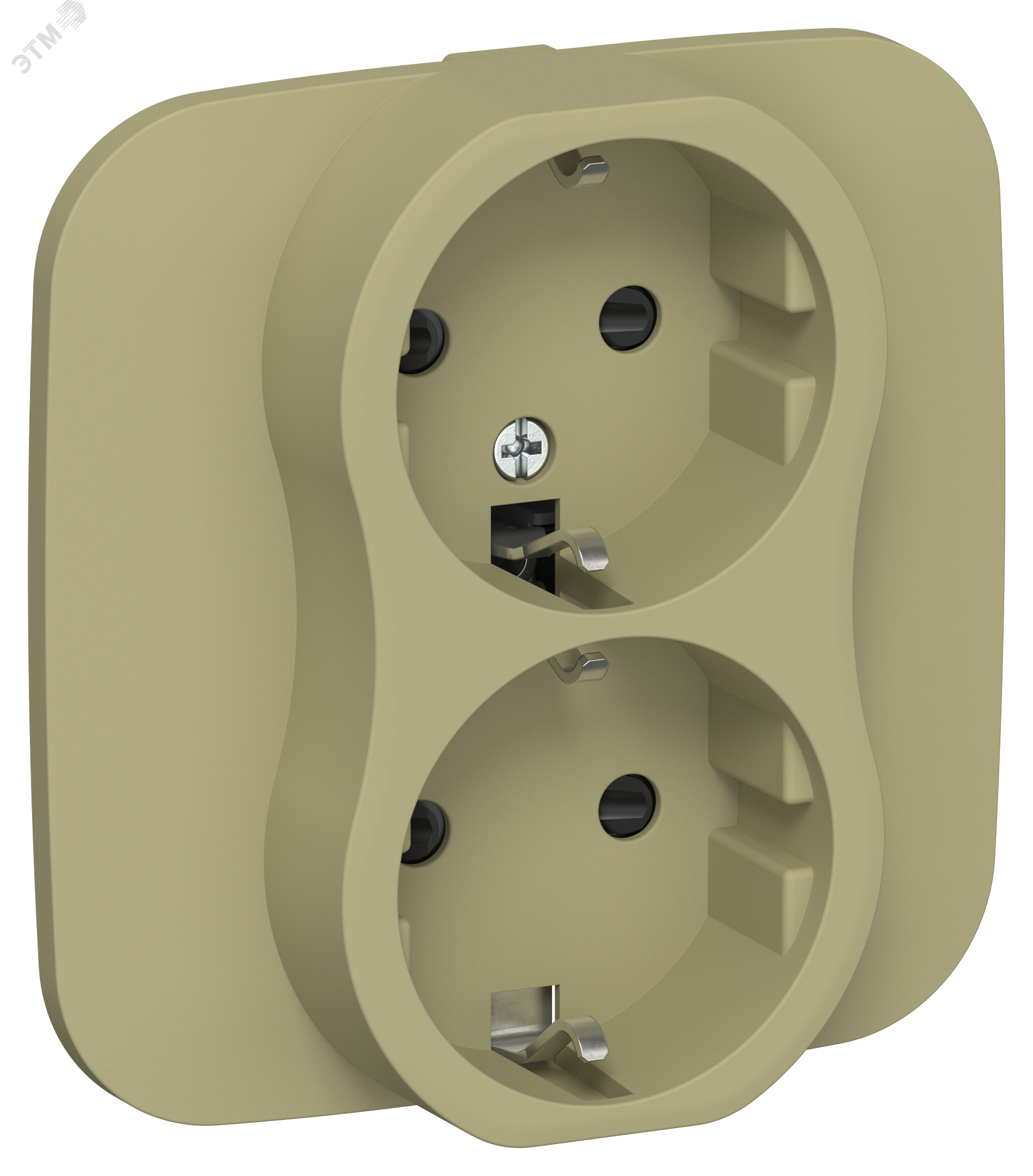Изображение товара FLITE Розетка 2-местная с заземлением 16А оливковая IEK