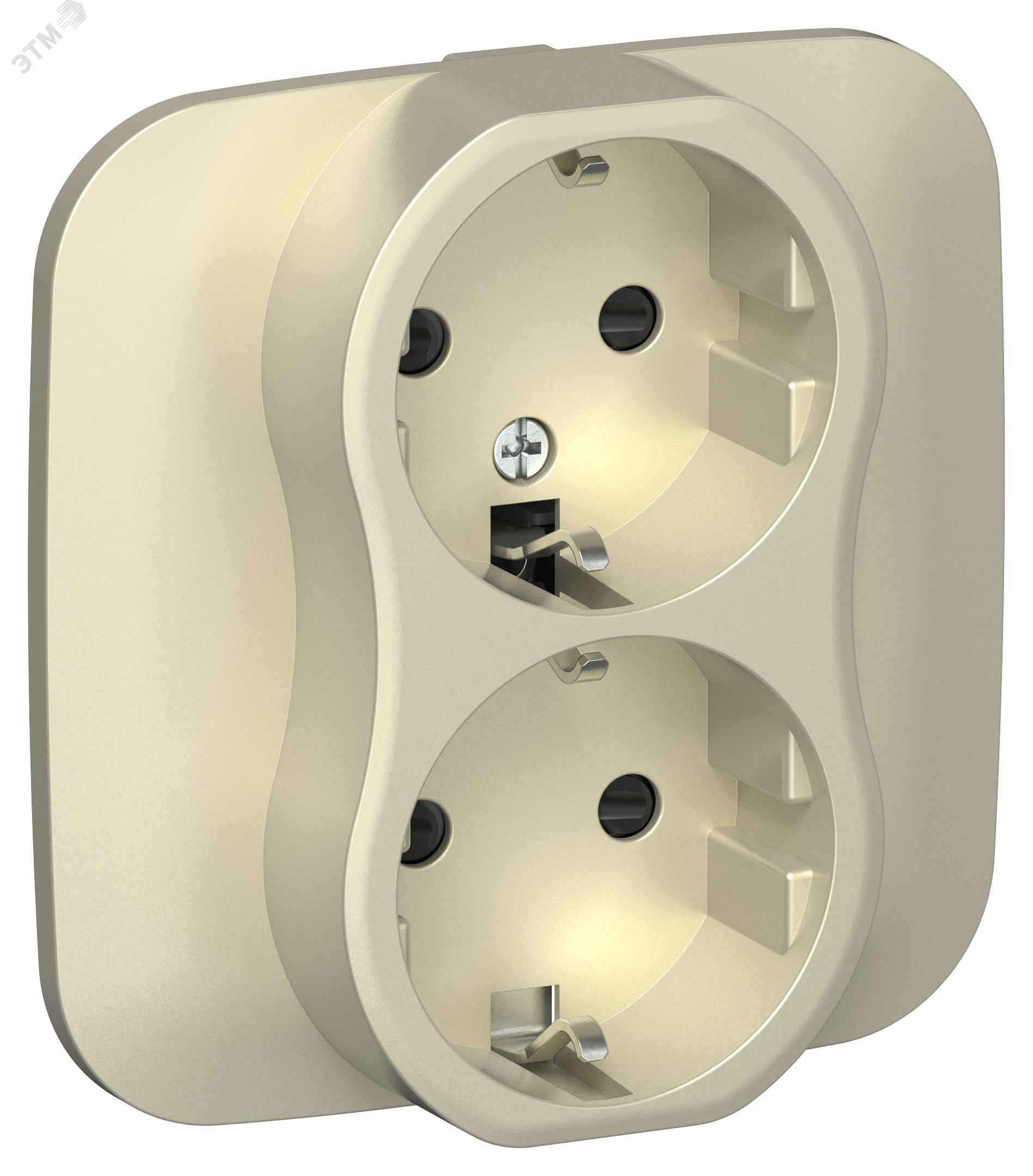 Изображение товара Розетка 2-местная с заземлением и защитными шторками серия FLITE IEK шампань