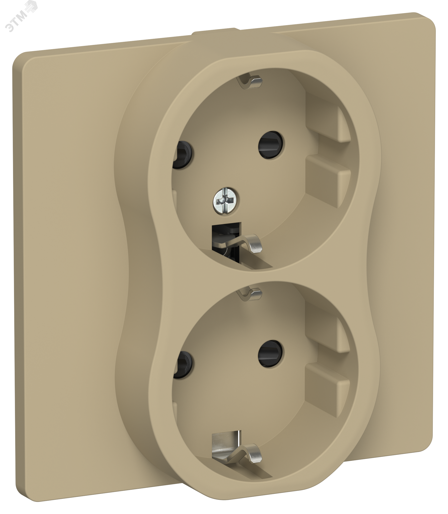Изображение товара Розетка 2-местная с заземлением и защитными шторками серия FLITE IEK хаки