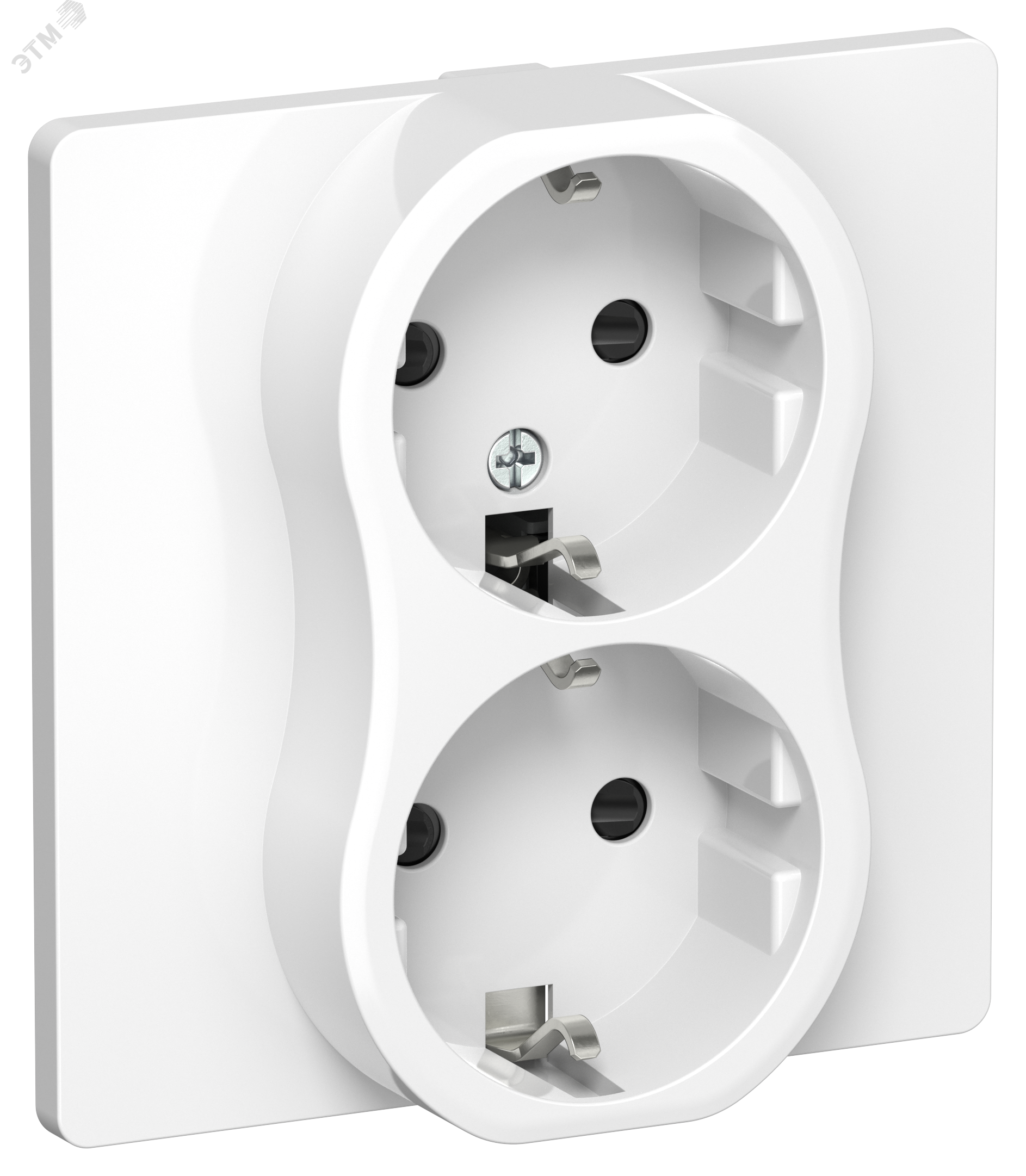 Изображение товара FLITE Розетка 2-местная с заземлением и шторками 16А белая IEK