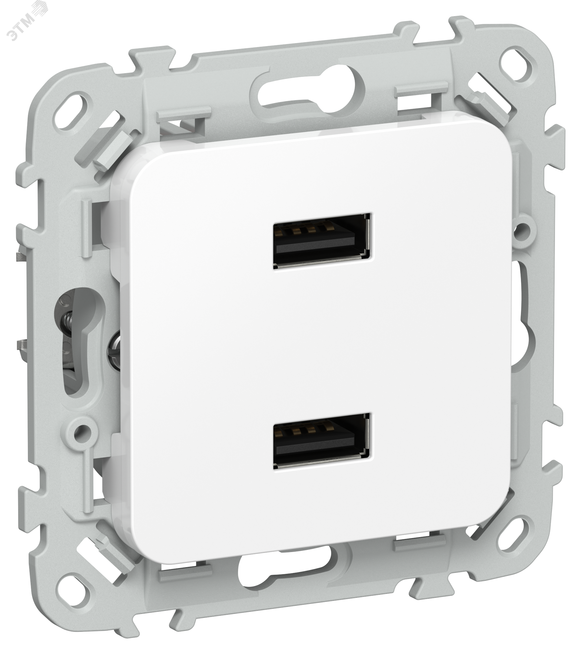 Изображение товара Розетка USB A+A белая FLITE РЮ-2-ФлБ с двумя портами 2,1А IP20