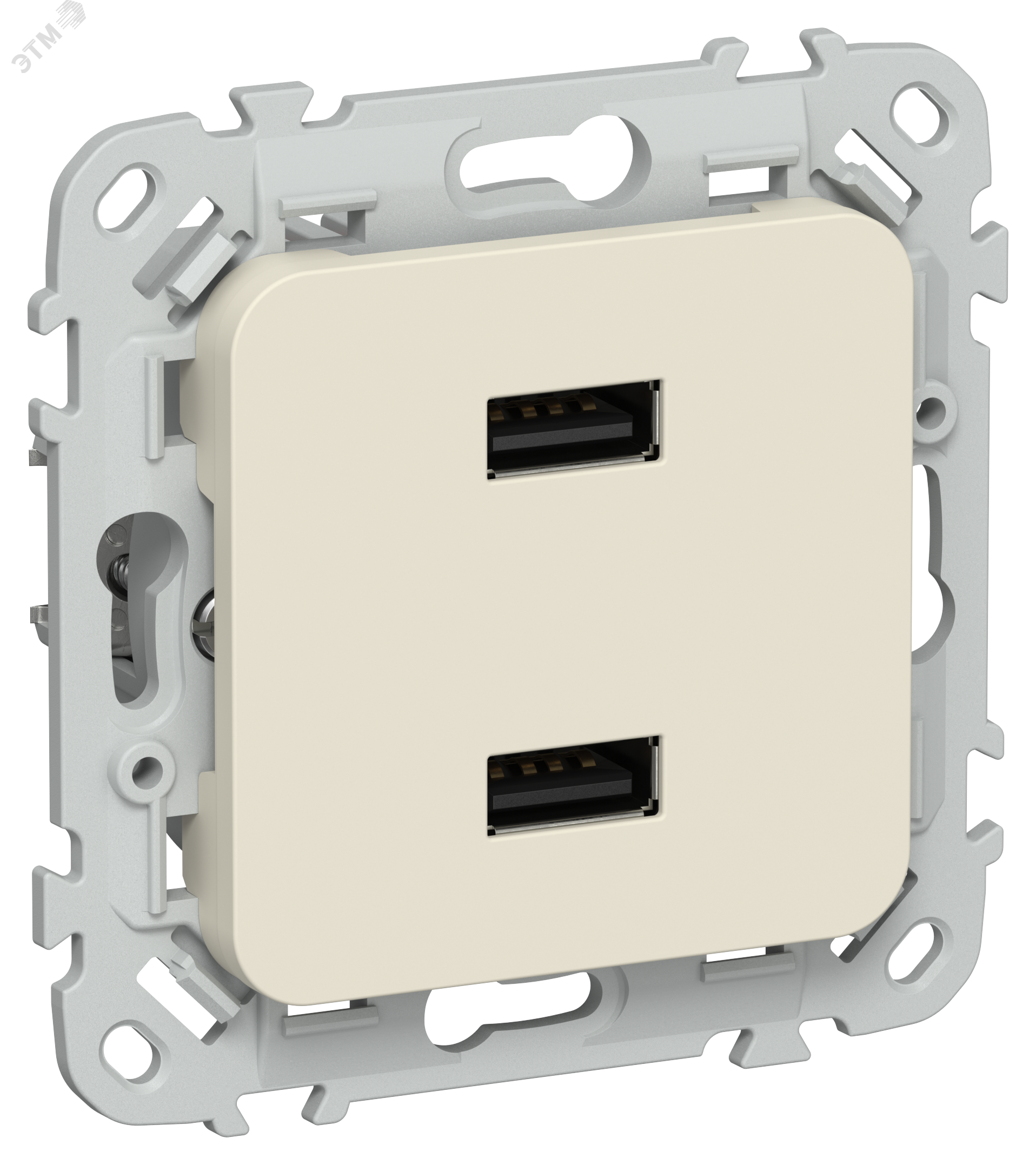 Изображение товара Розетка USB A+A 2,1А для скрытого монтажа IEK FLITE светло-бежевый