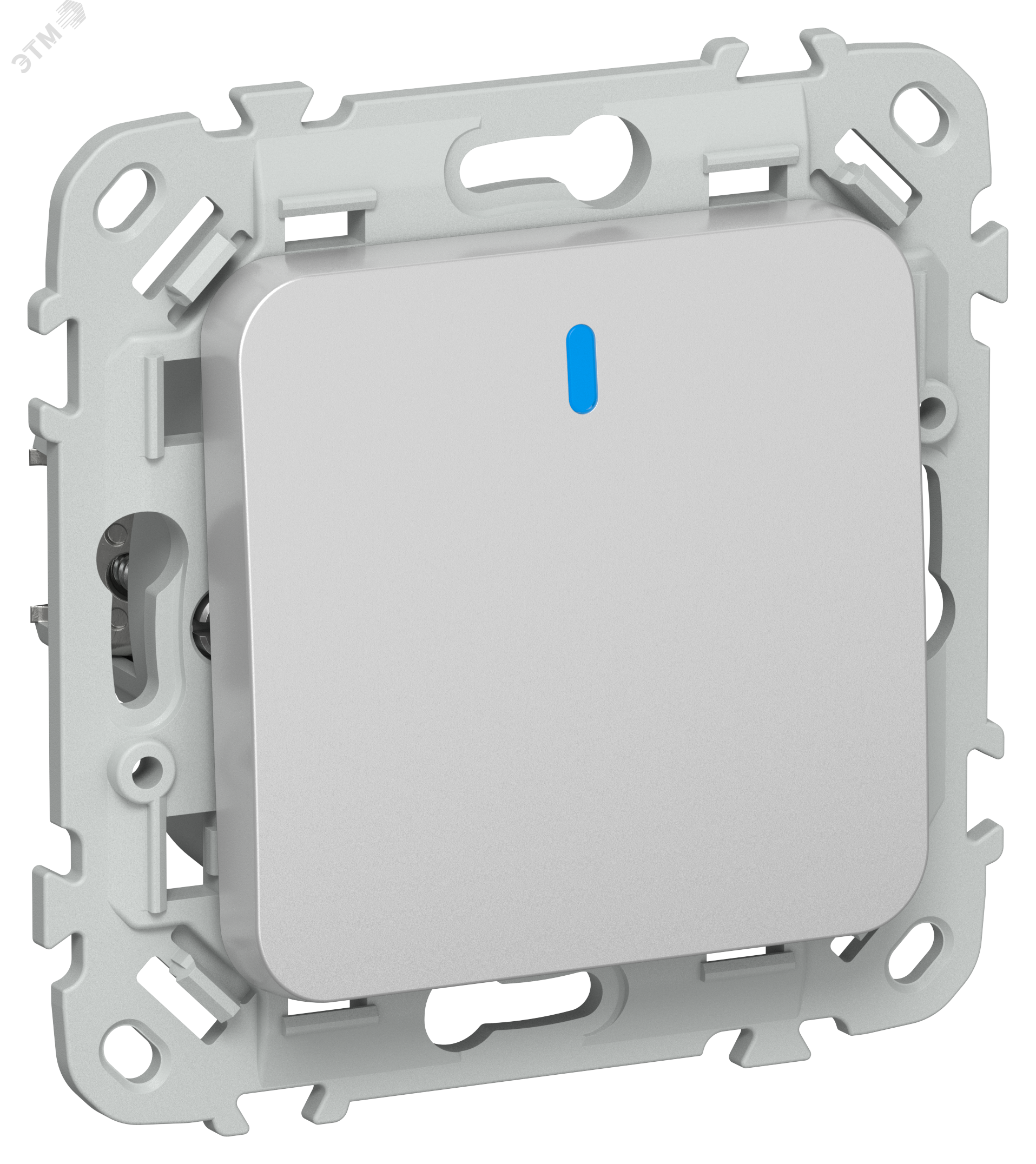 Изображение товара Выключатель проходной с индикацией серии FLITE 1-клавишный алюминий 250 В 10 А IEK