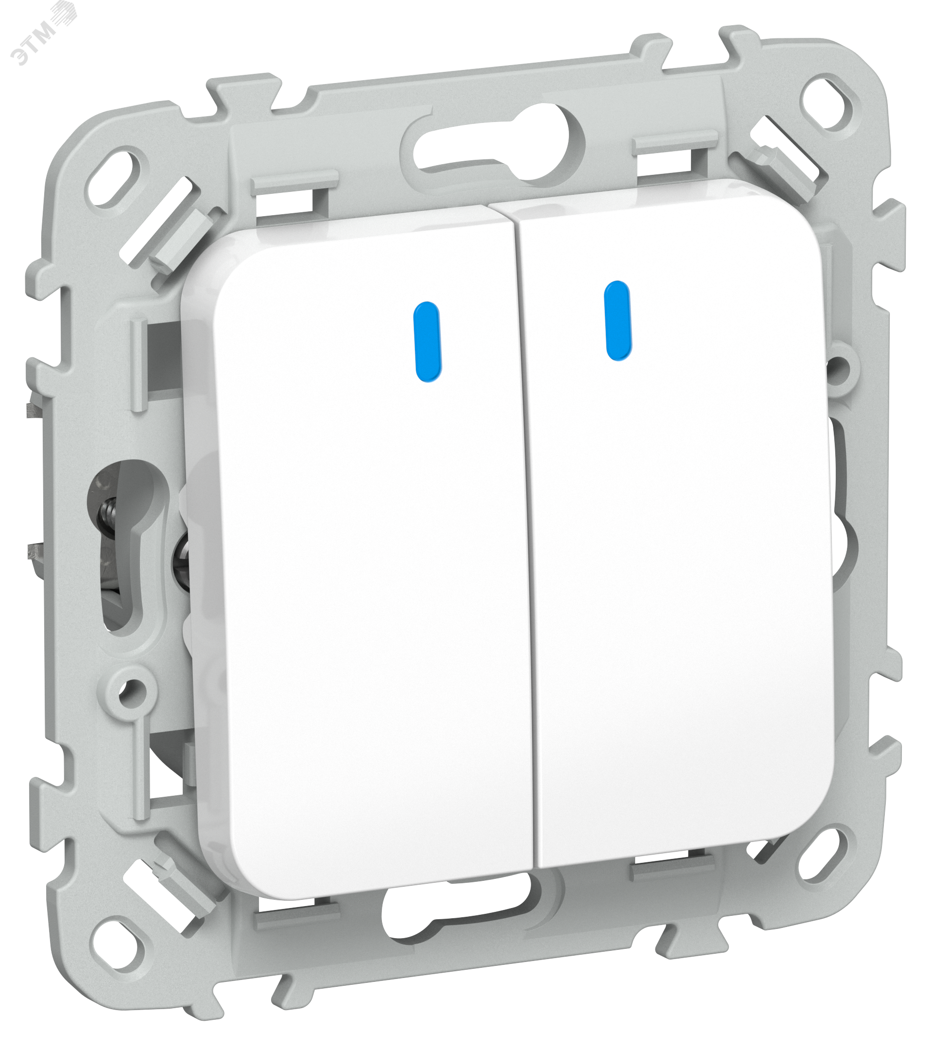 Изображение товара Выключатель 2-клавишный с индикацией серия FLITE 10А белый IEK