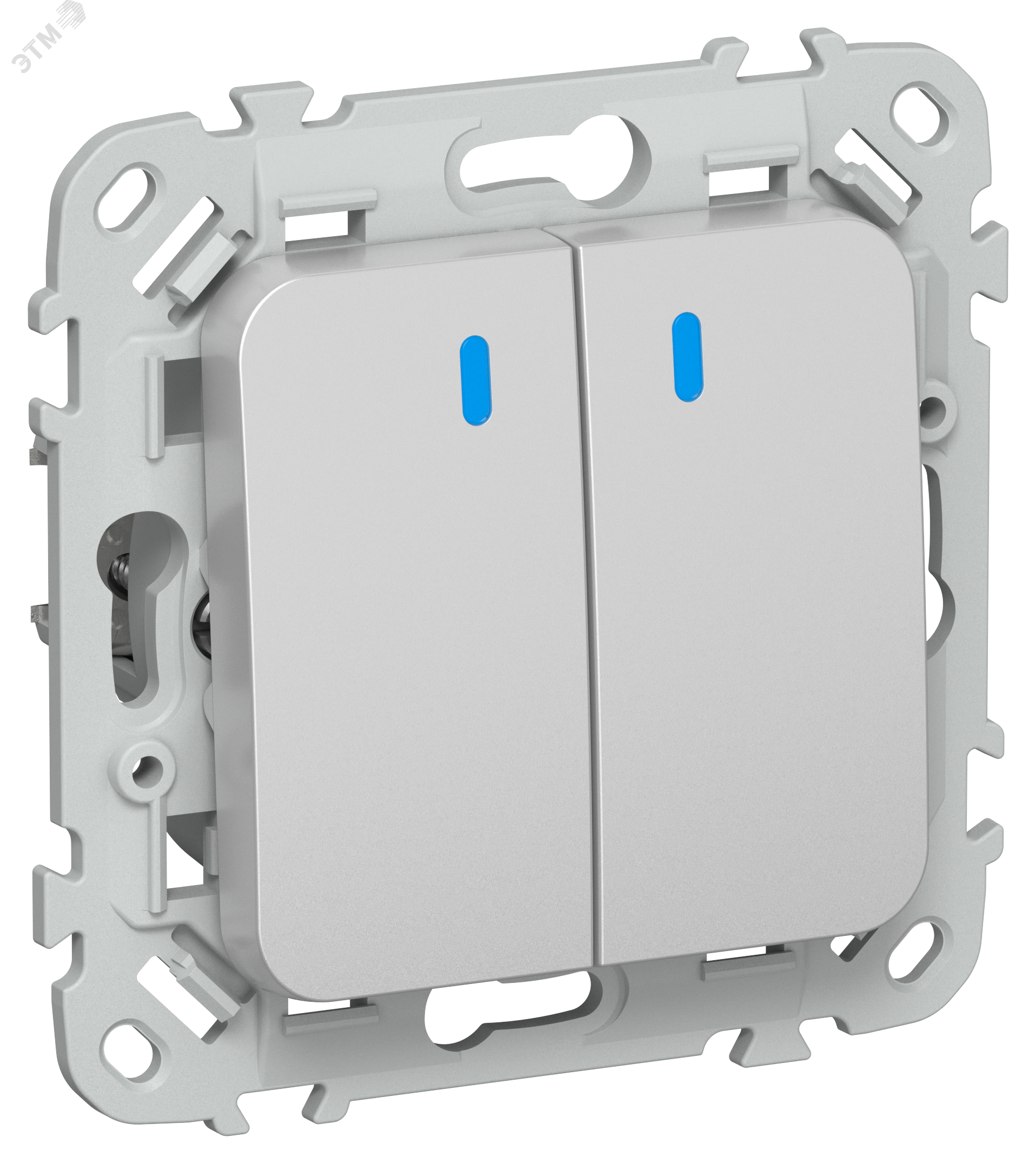 Изображение товара FLITE Выключатель 2-клавишный с индикацией IEK - алюминий